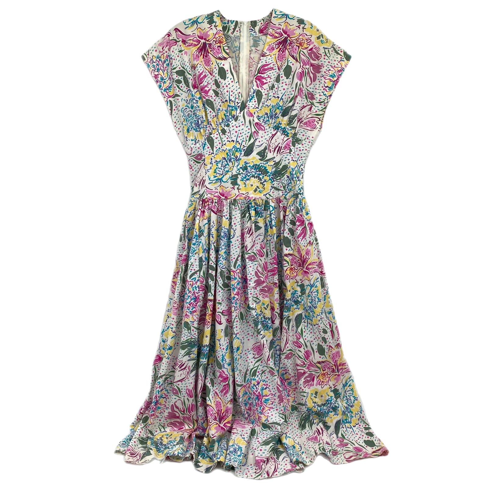 Laura Ashley Vintage White Pink Floral Maxi Dress