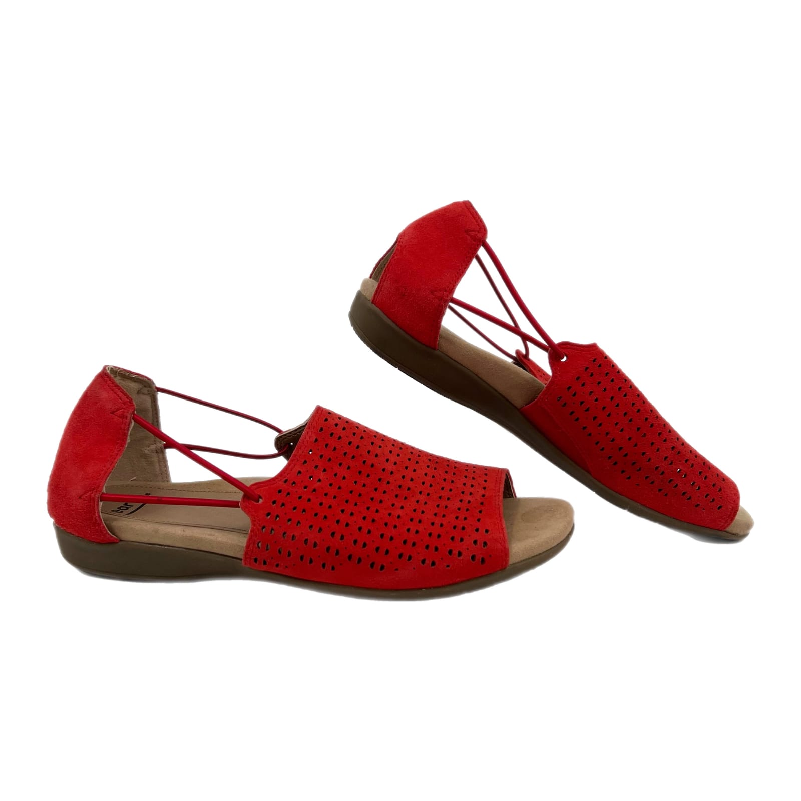 Earth Red Suede Peep Toe Sandals