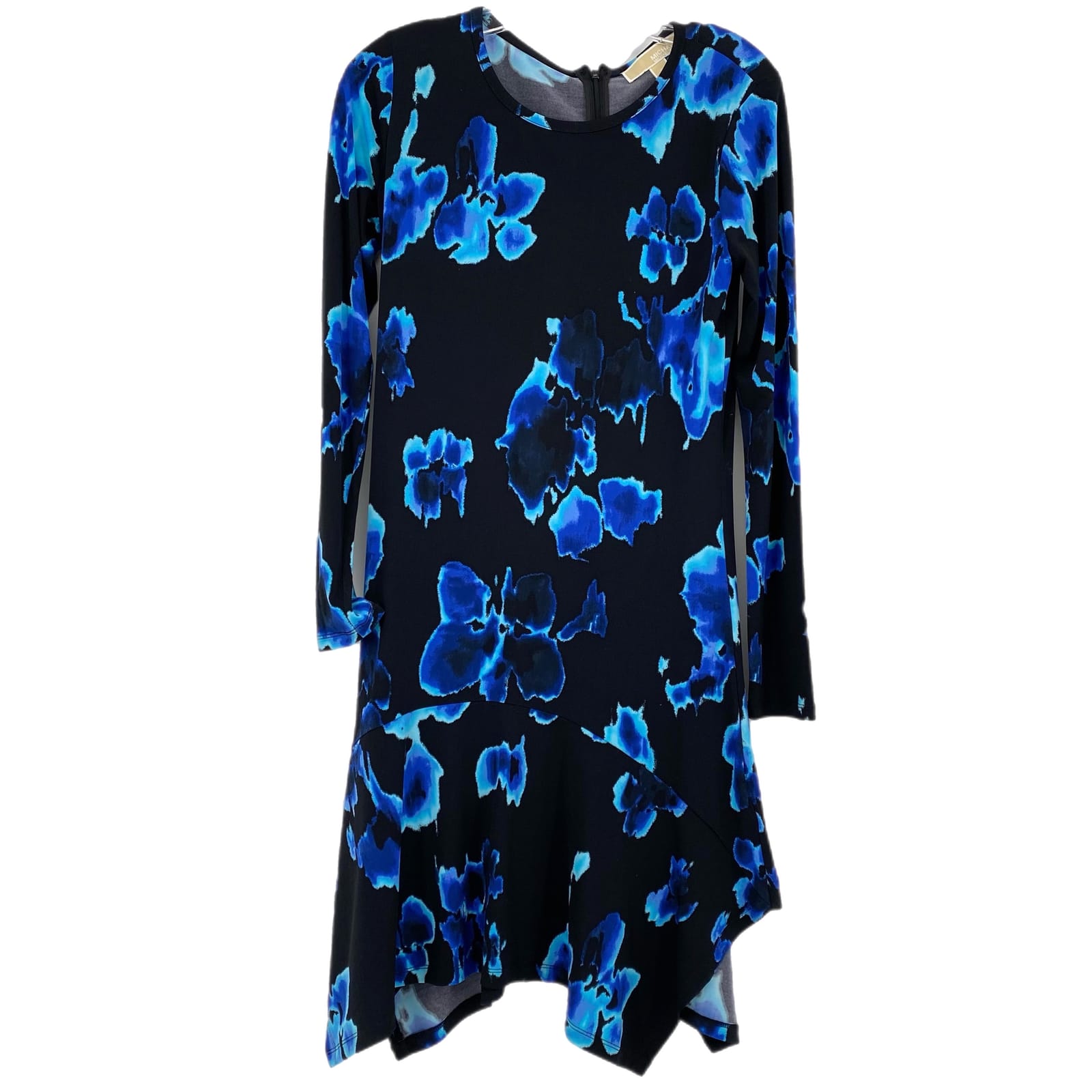 KORS Michael Kors Black and Blue Floral Long Dress