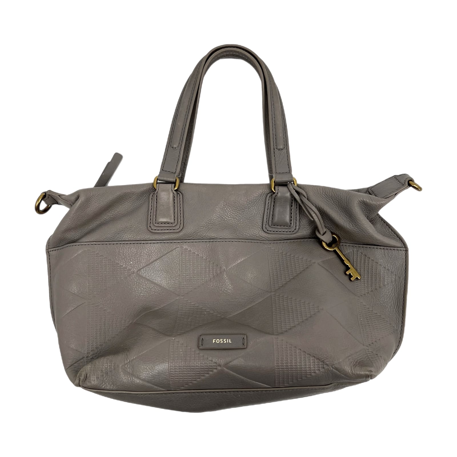 Fossil Gray Convertible Leather Shoulder Bag