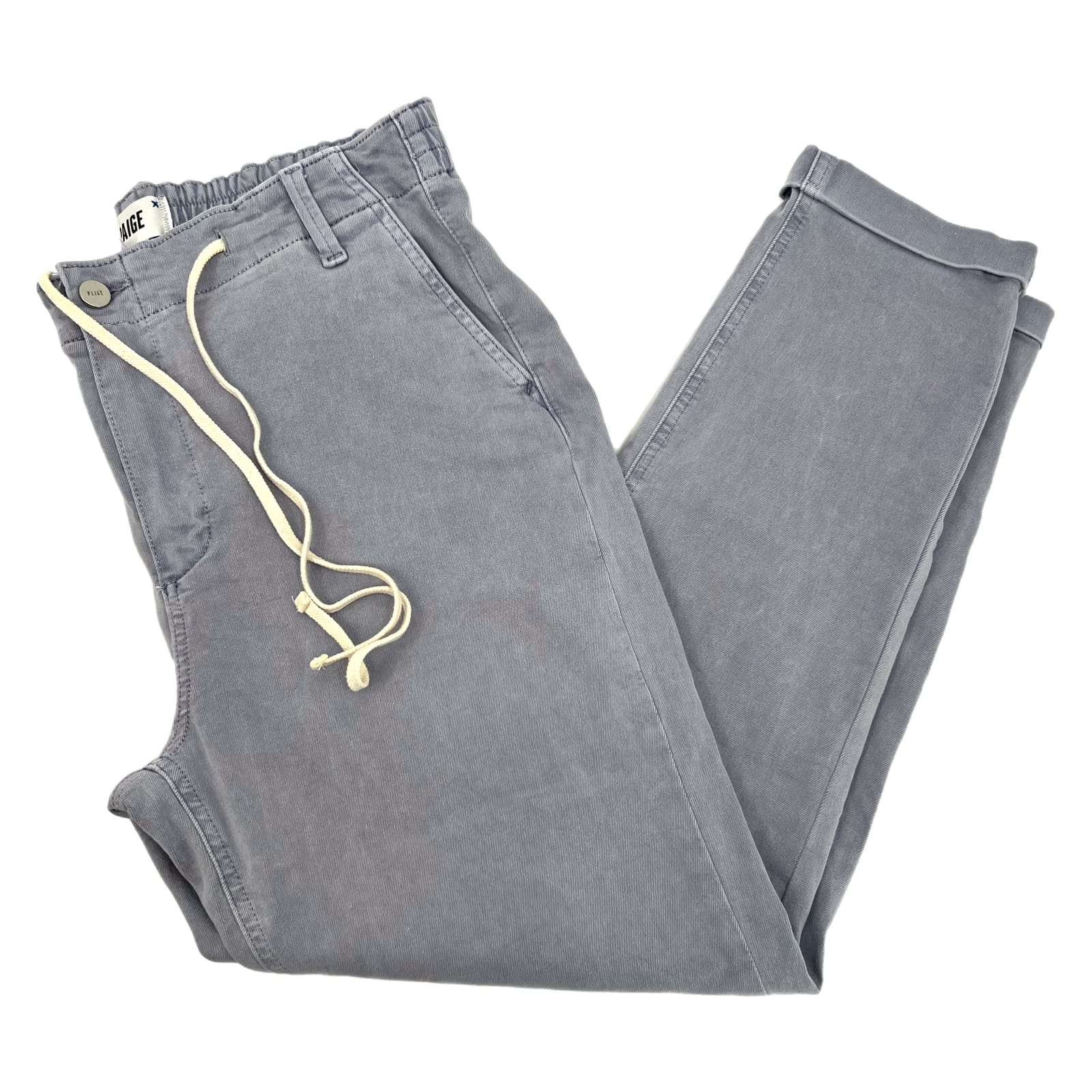 PAIGE Blue Drawstring Cuffed Straight Leg Pants