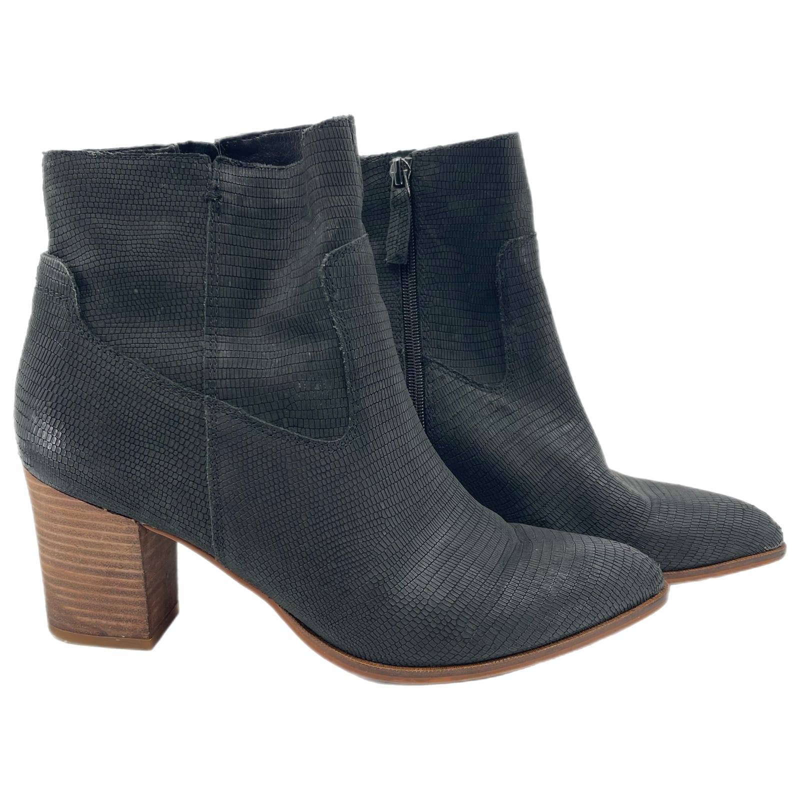 Franco Sarto Black Leather Ankle Boots & Booties