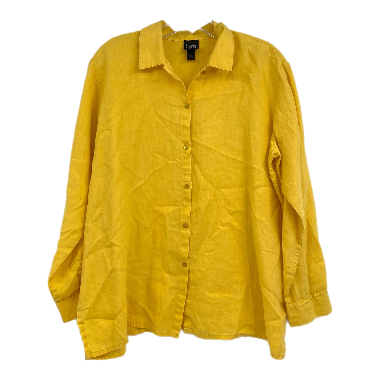 Eileen Fisher Yellow Linen Button Up Shirt