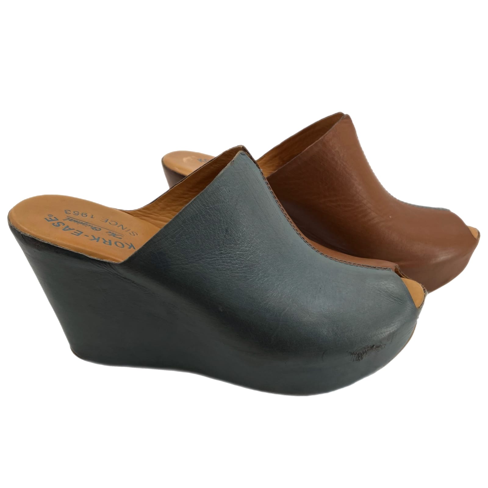 Kork-Ease Tan Ultra-High Peep Toe Wedge Shoes