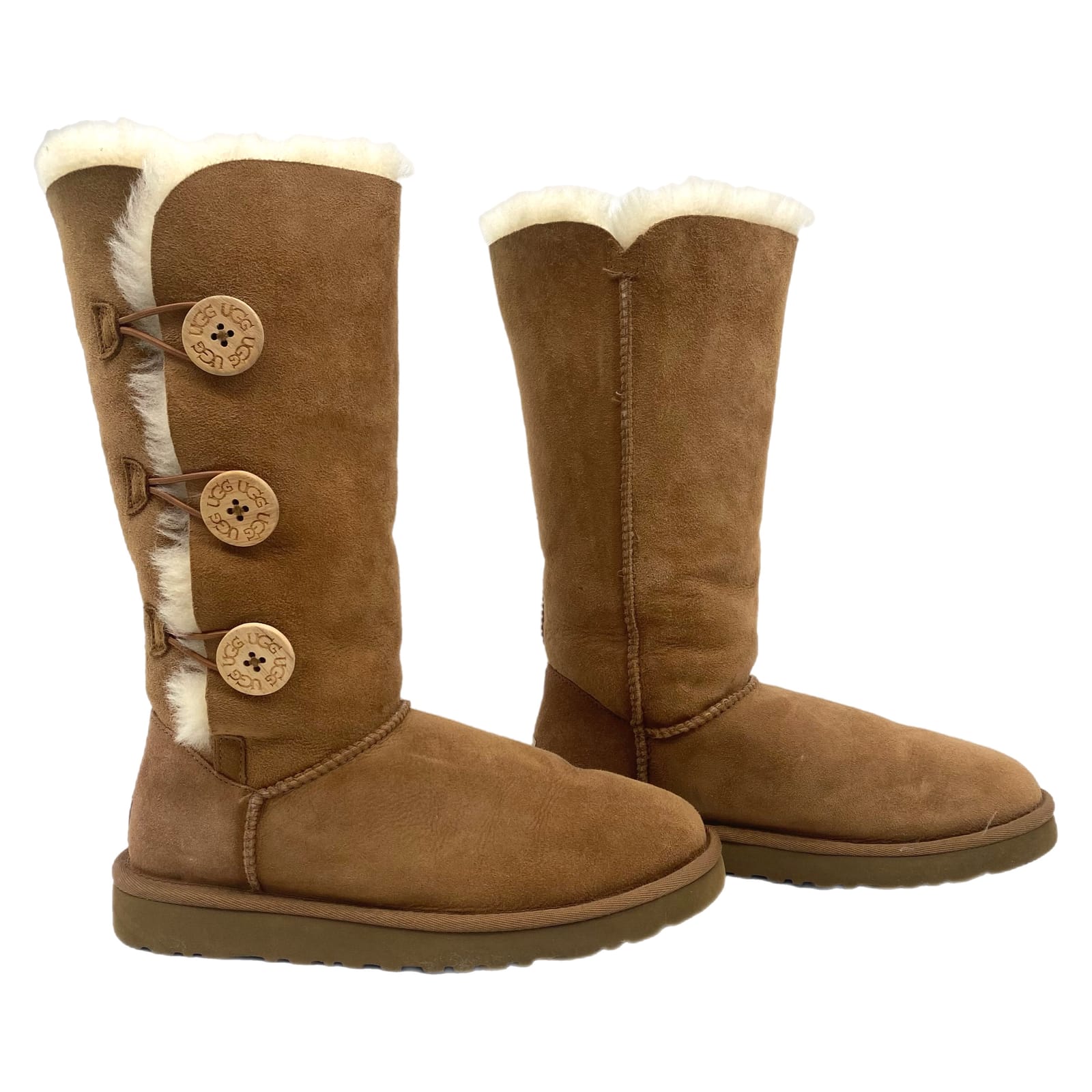 UGG Brown Suede Bailey Button Accent Booties