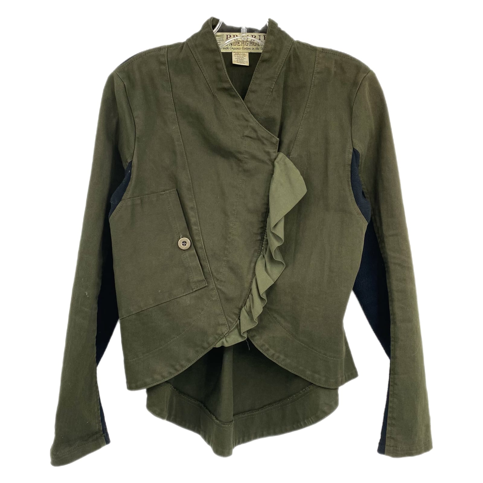 Prairie Underground Green Black Ruffle Zip Jacket