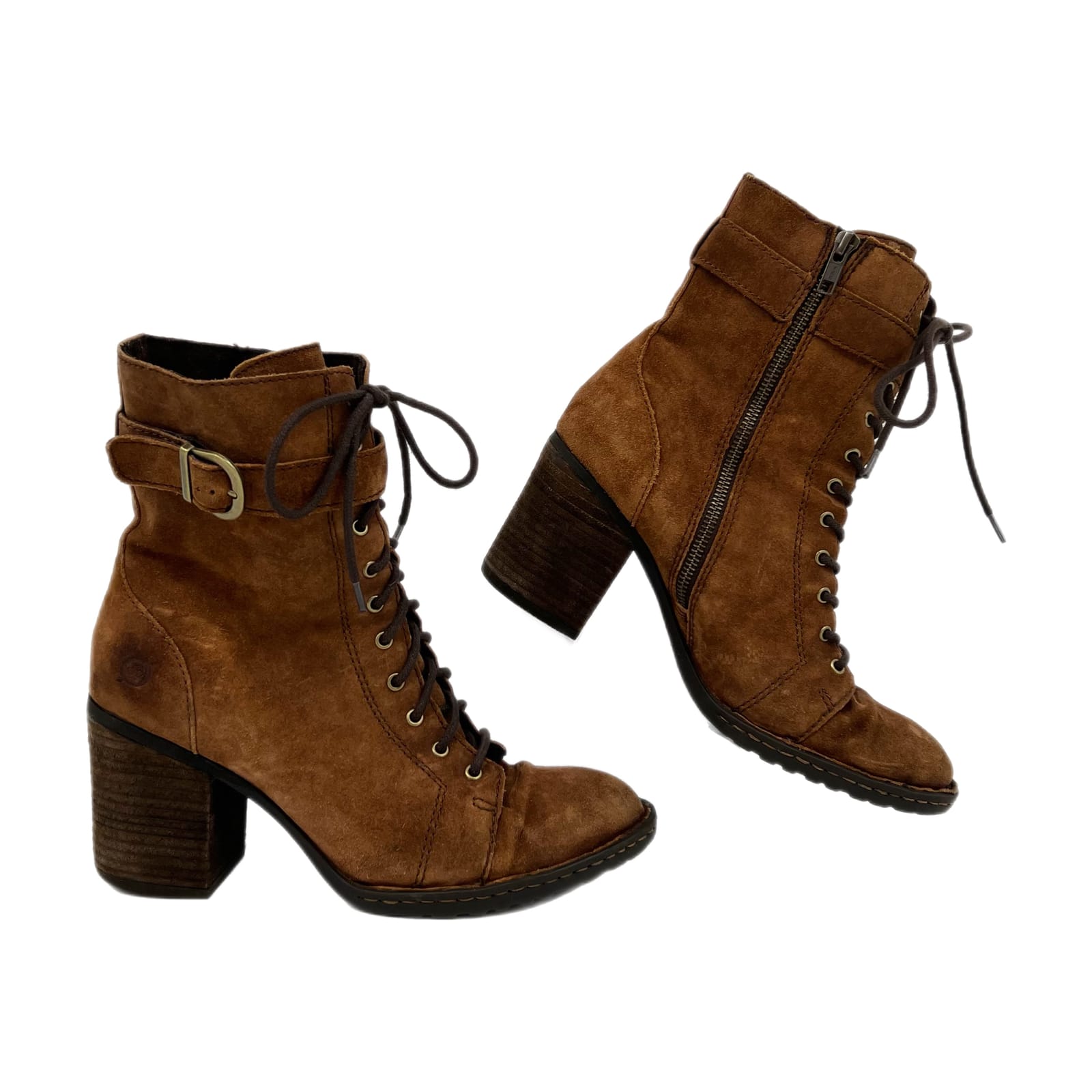 Born Brown Classic Suede Heeled Boots