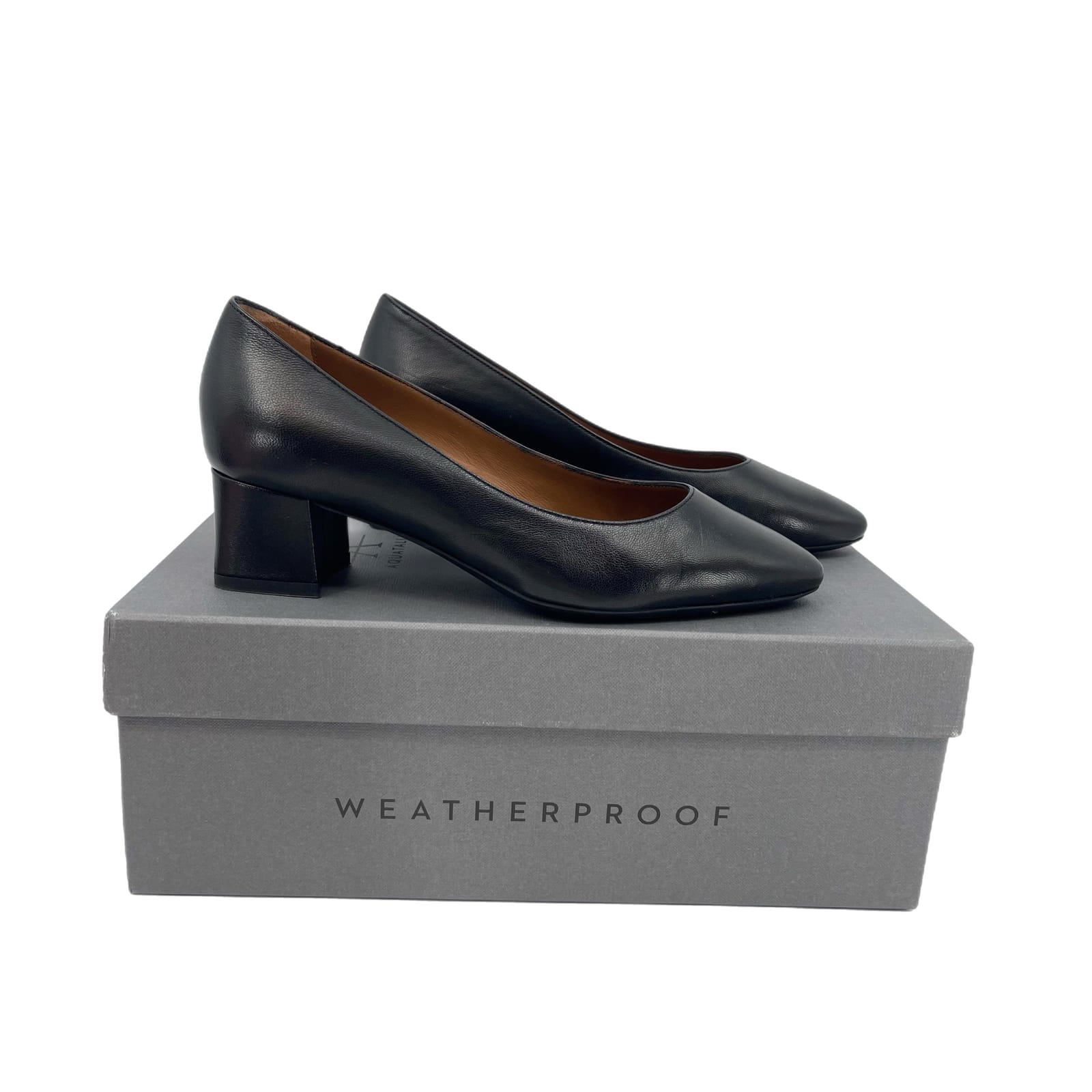 Aquatalia Black Leather Mid Heel Pumps