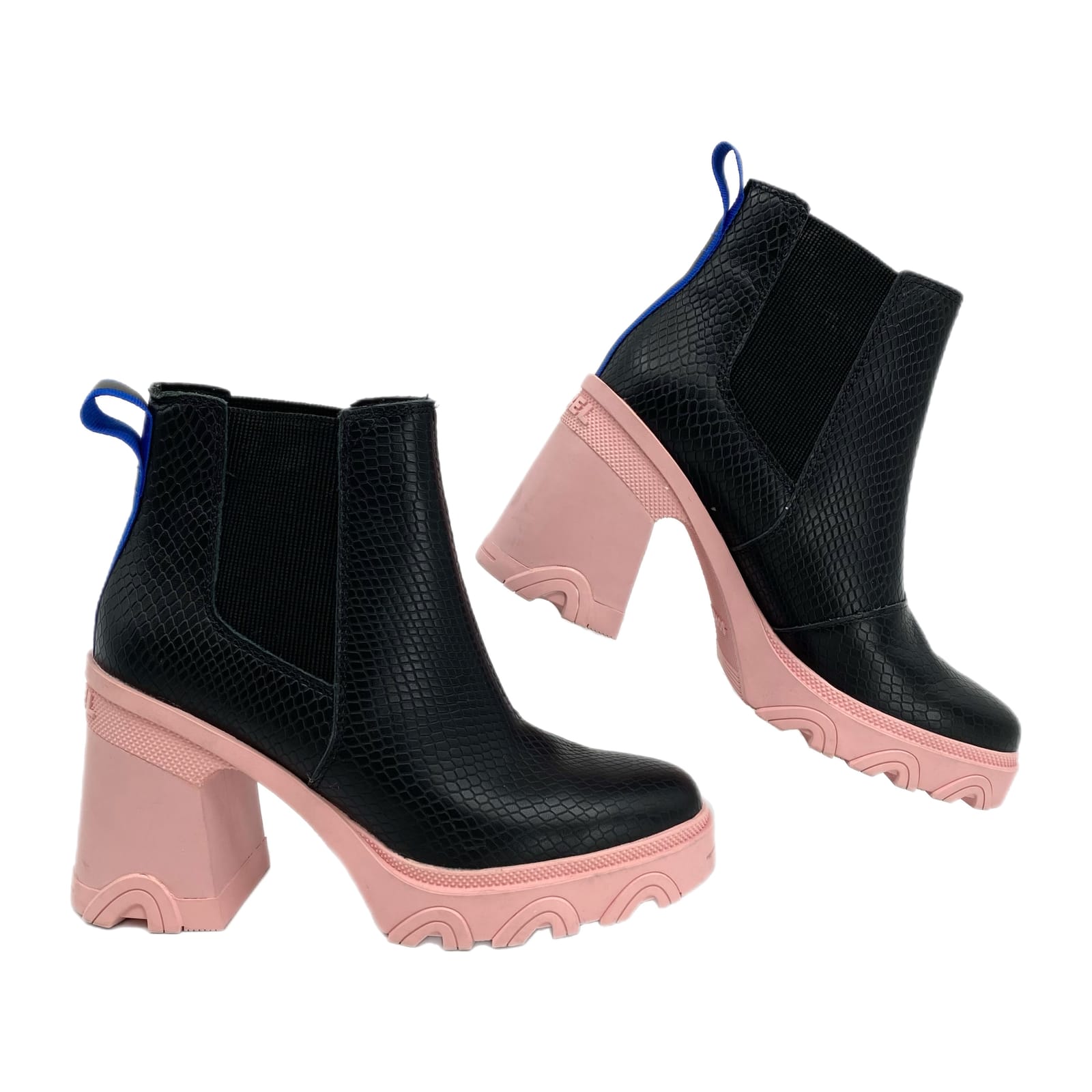 Sorel Black Pink Bex Heeled Boots