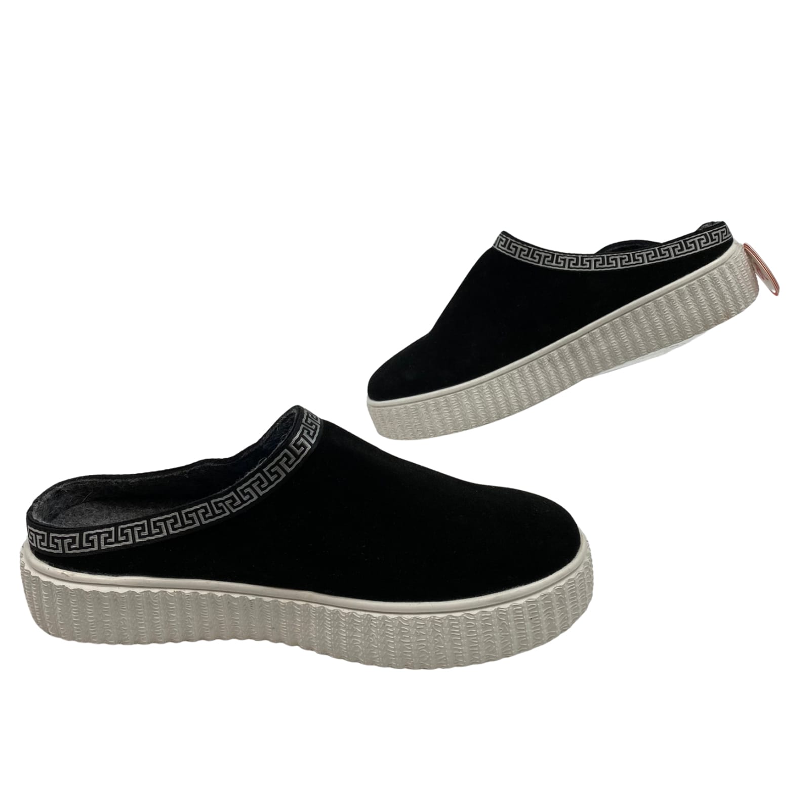 Religious Comfort Black Suede Waterproof Mule Slippers