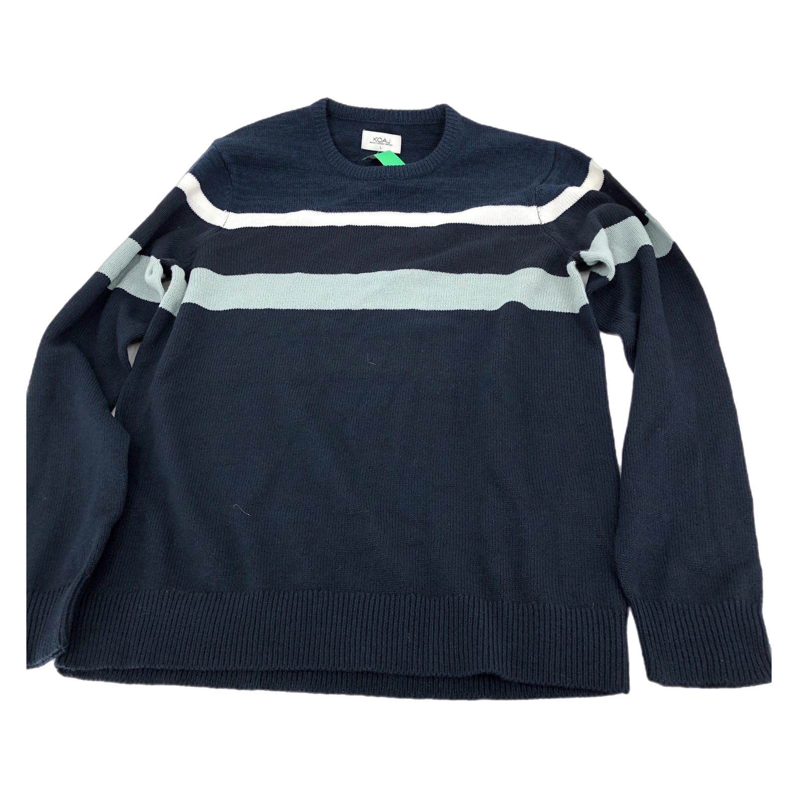 Blue and White Striped Crewneck Sweater