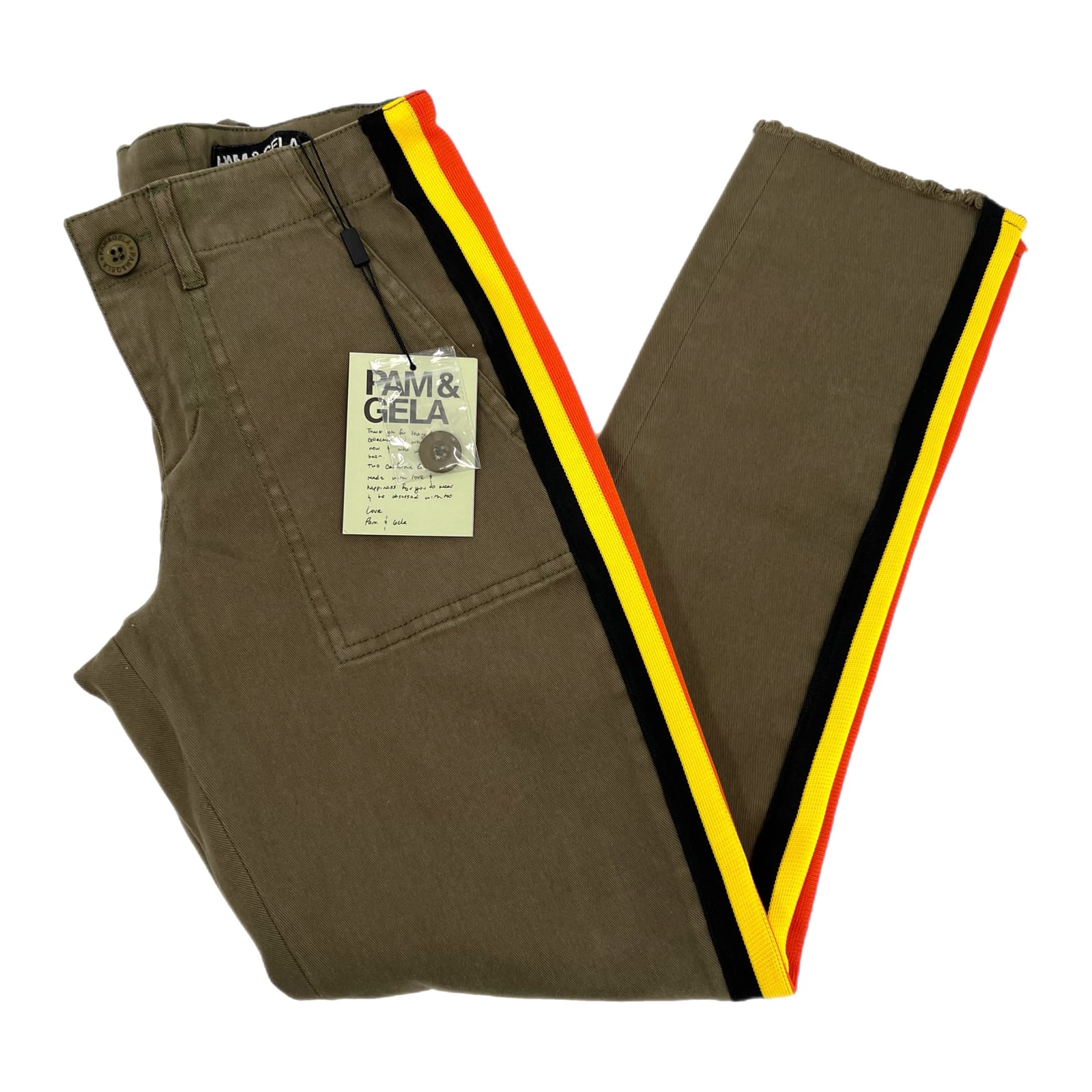 Pam & Gela Green Lace Up Back Skinny Pants