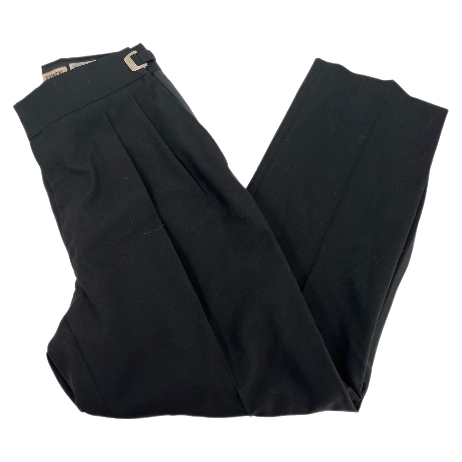 Classic Black Pleated Side Stripe Dress Pants