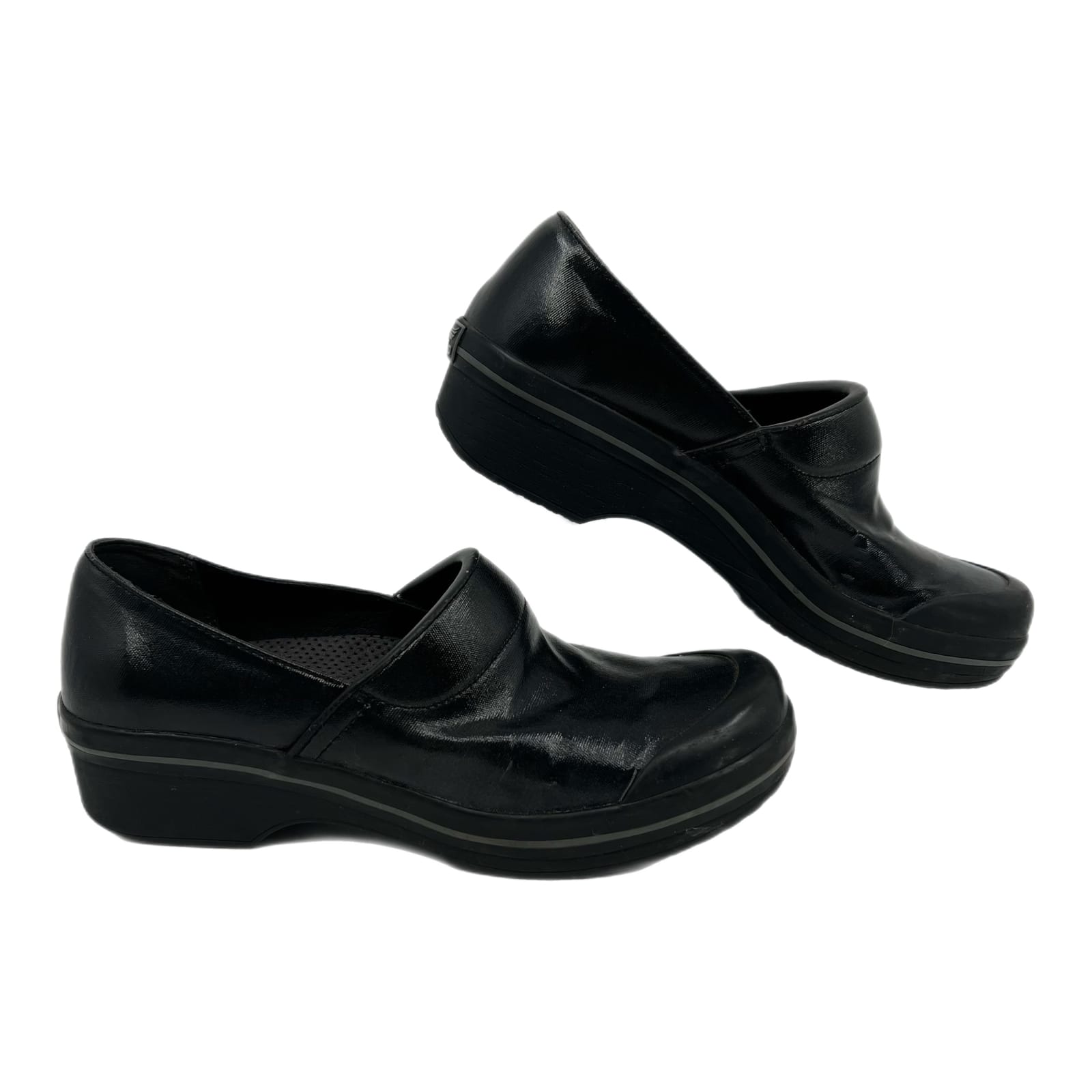 Dansko Black Faux Leather Clogs