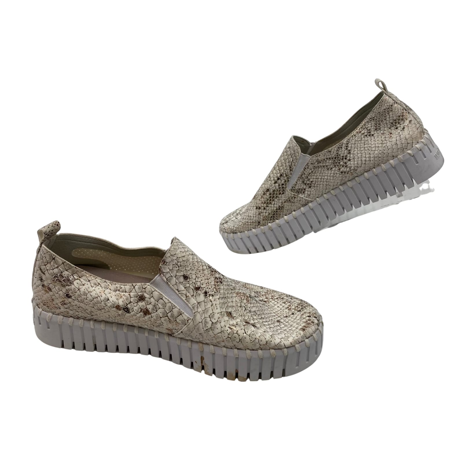 Ilse Jacobsen Beige Snake Print Synthetic Sneakers