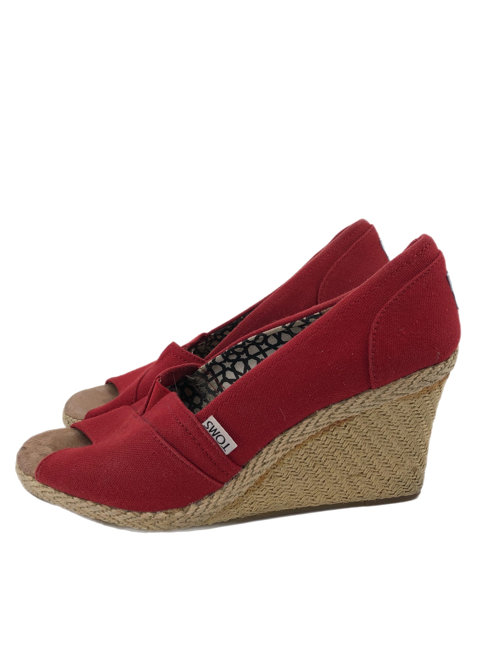 Toms Red Leather Wedges