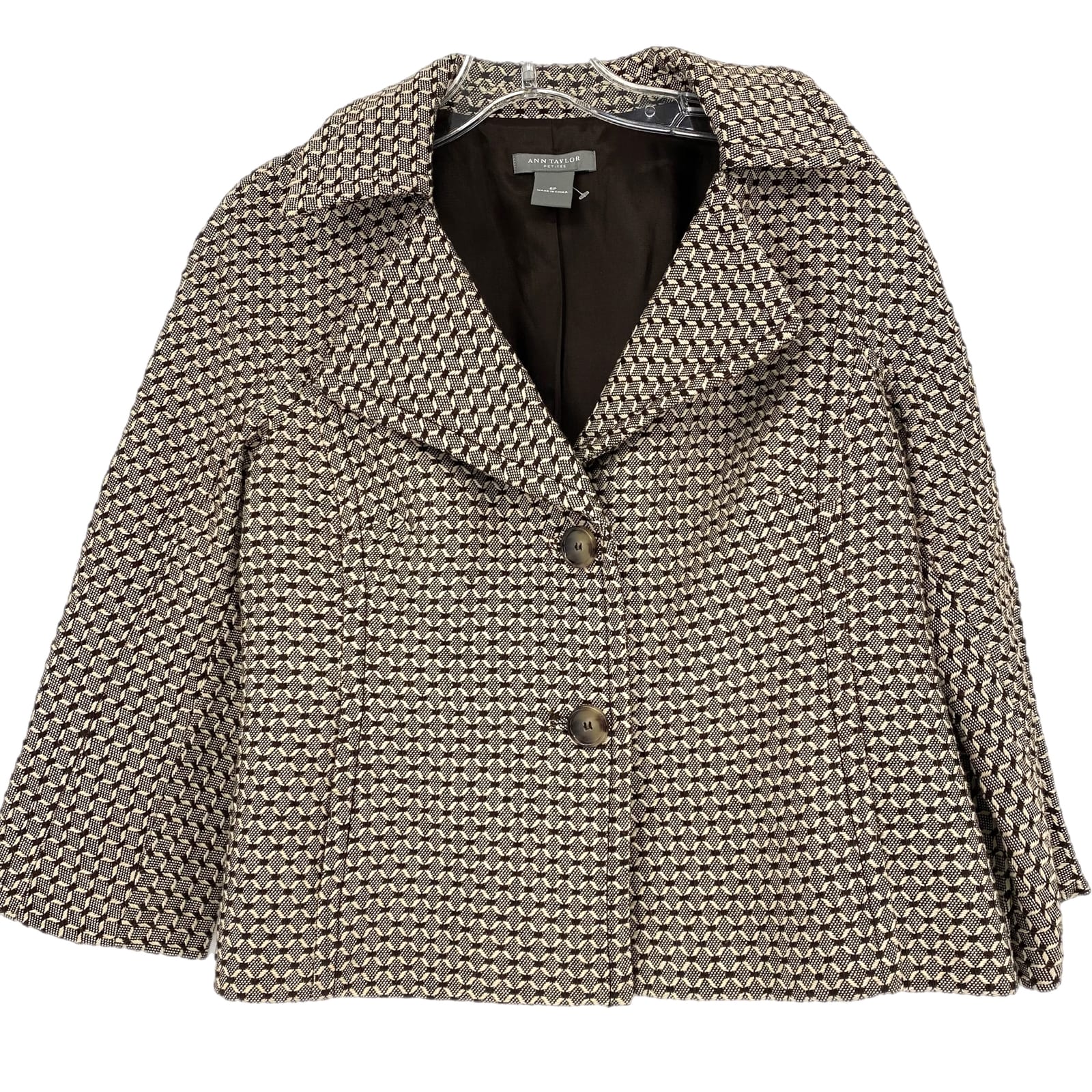 Ann Taylor Beige & Brown Printed Blazer