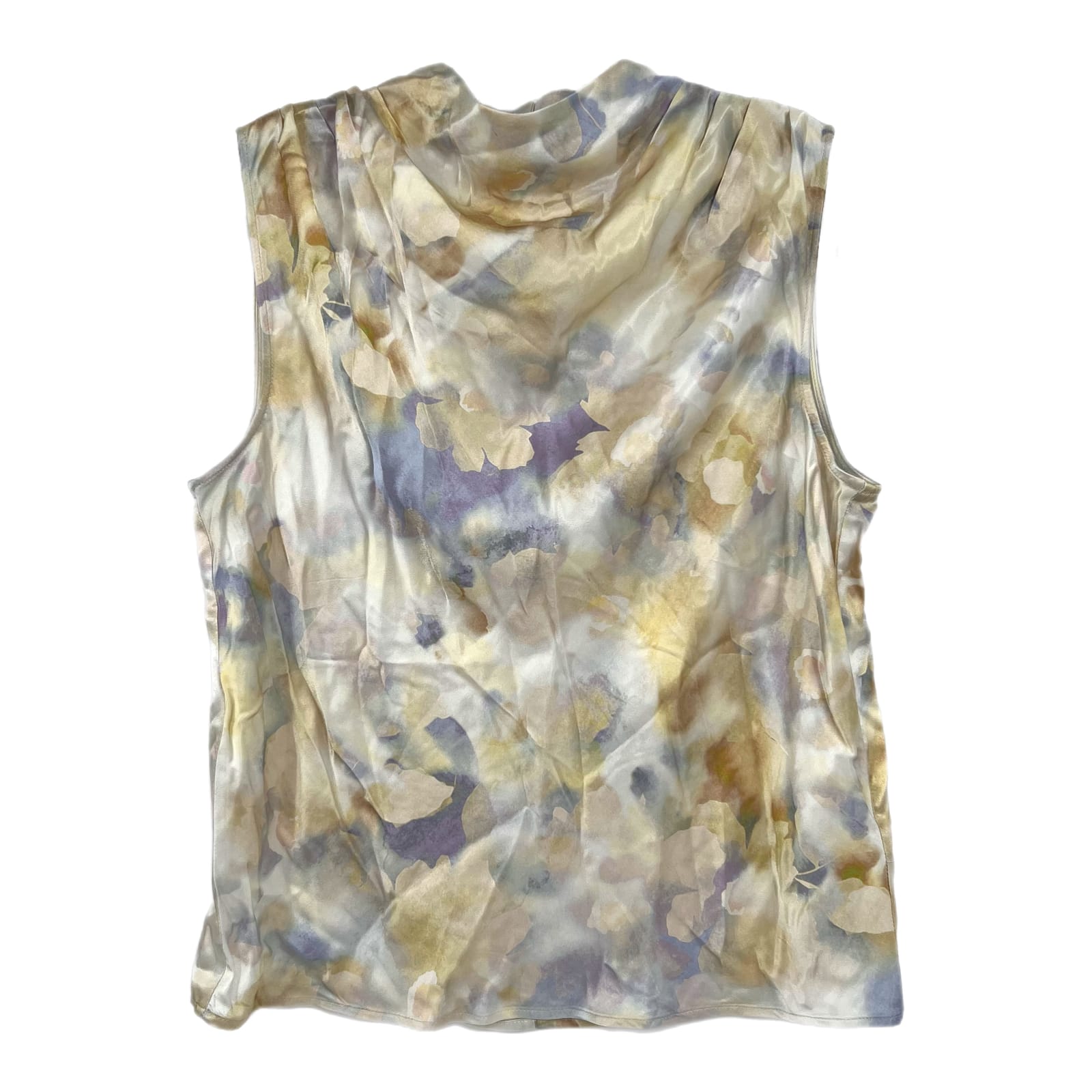 Rails Yellow Purple Floral Silky Cowl Tank Blouse