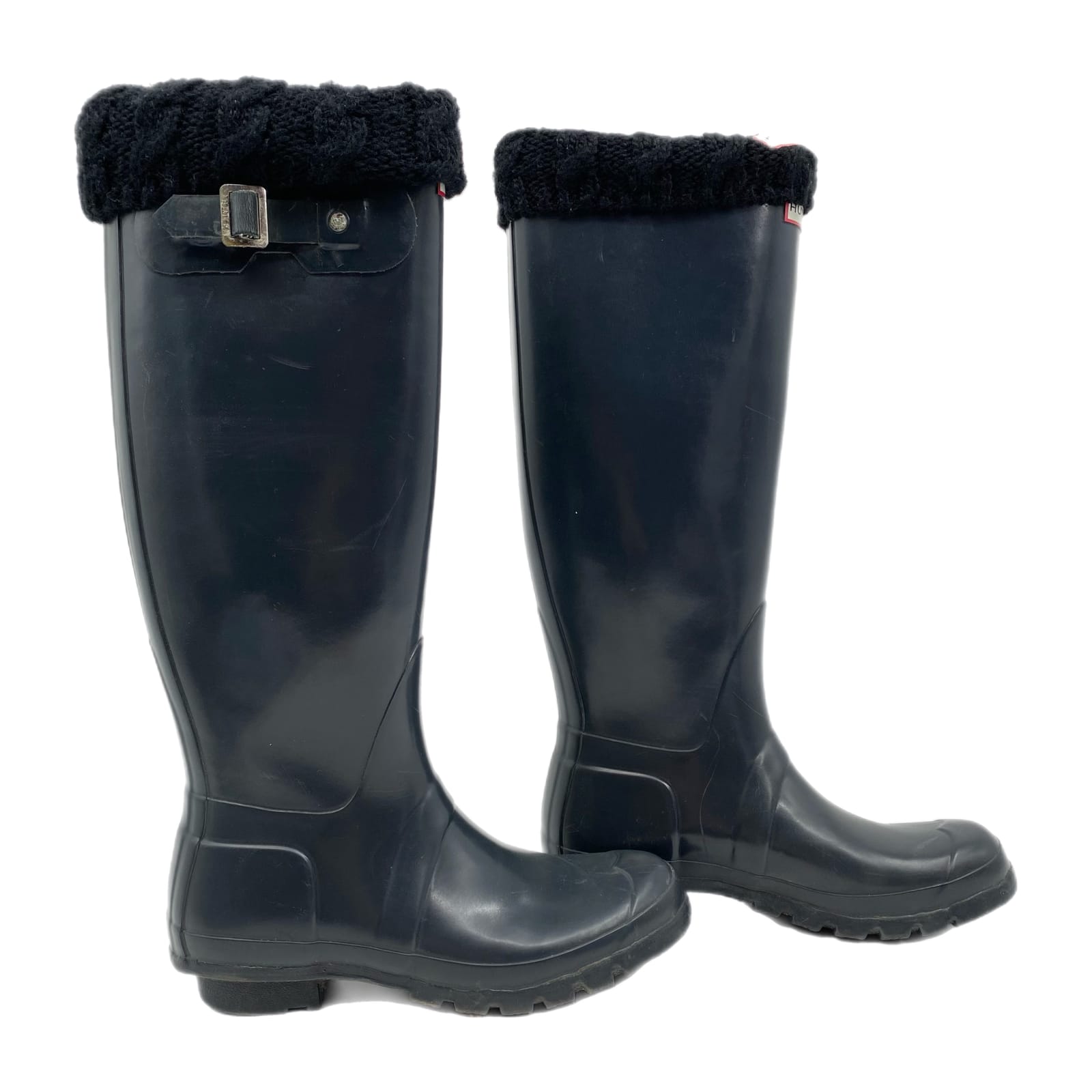Hunter Gray Rubber Tall Winter Boots with Liners