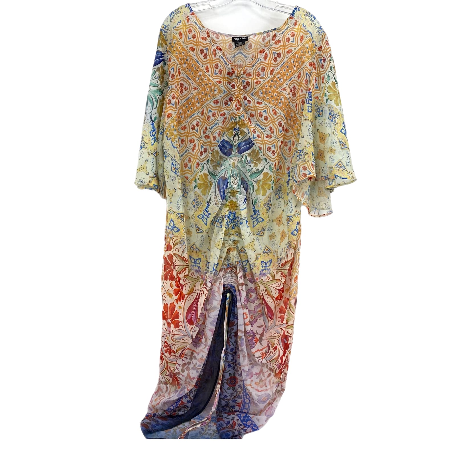 City Chic Yellow Printed Maxi Dress