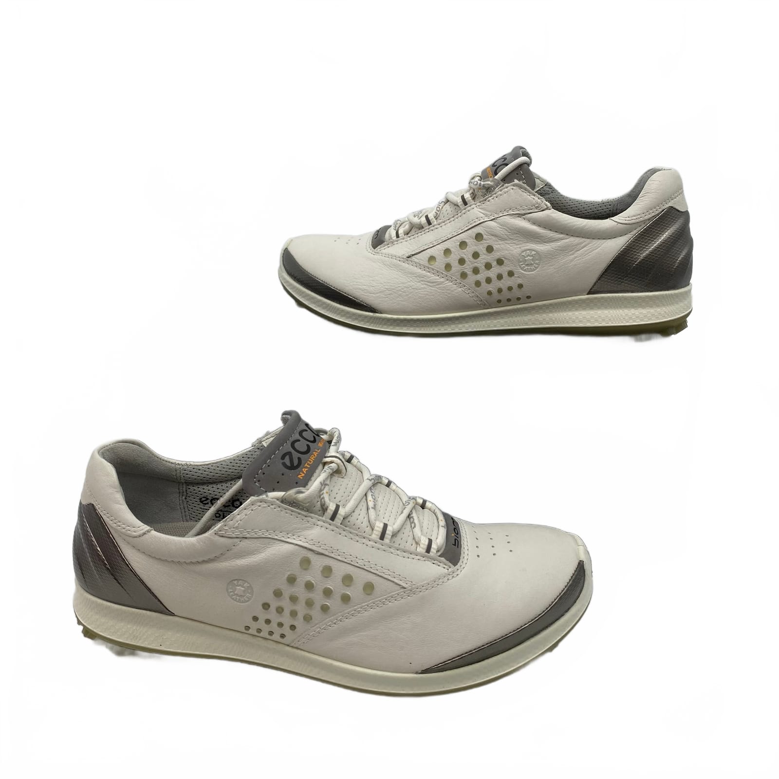 Ecco White Gray Golf Biom Hybrid 2 Sneakers
