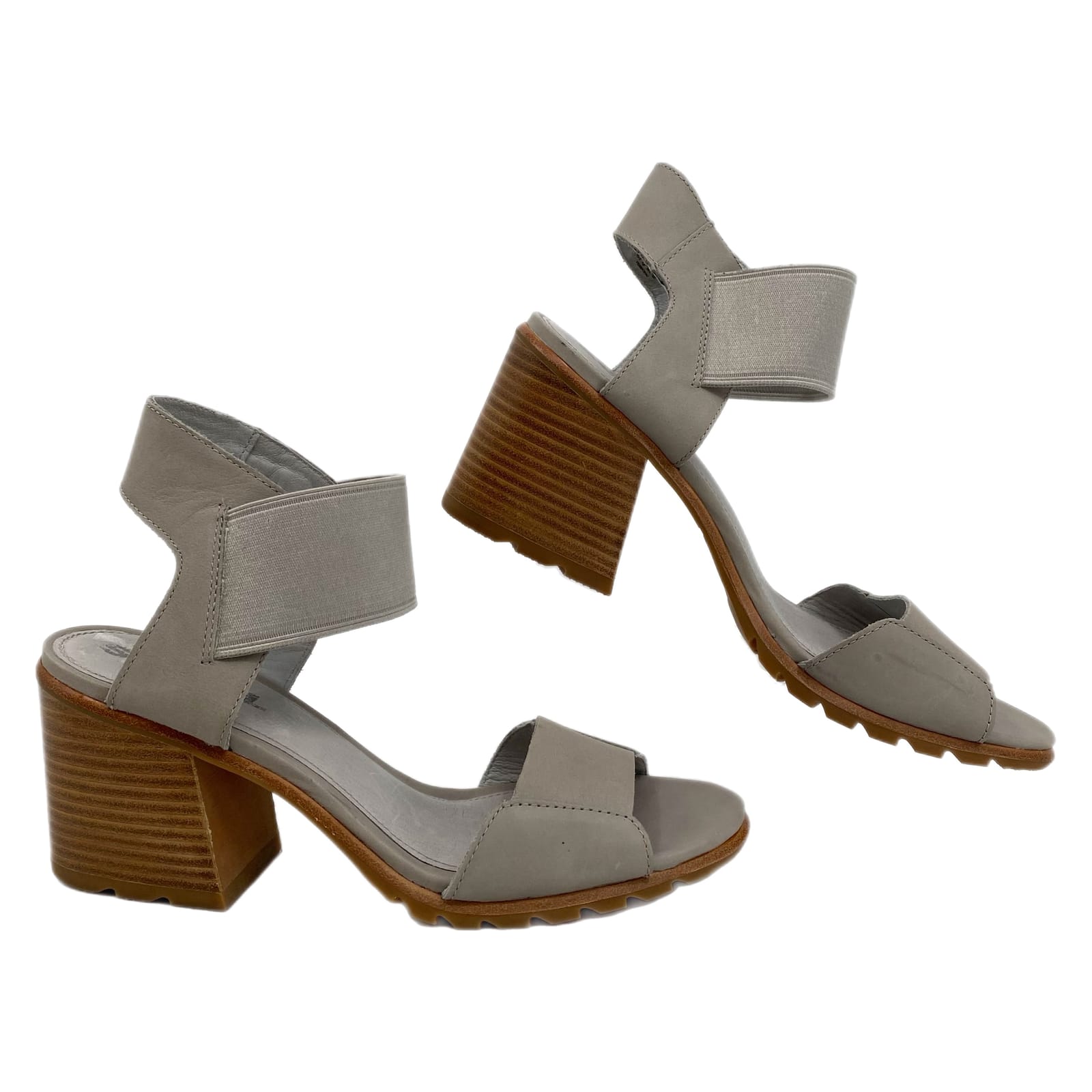 Sorel Gray Leather Heeled Sandals