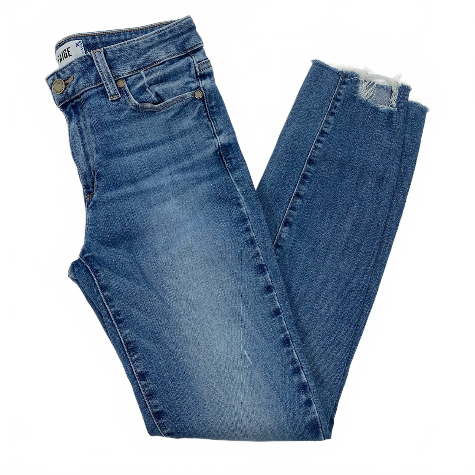 PAIGE Light Wash Distressed Verdugo Ankle Jeans