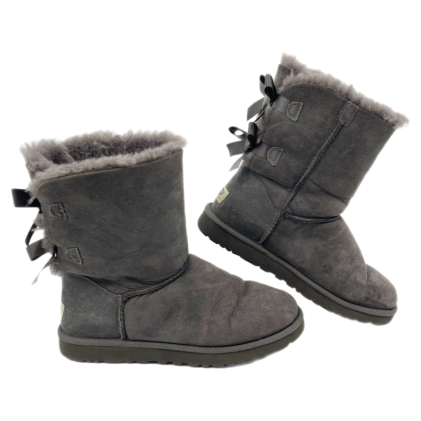 UGG Gray Classic Boot with Ribbon Bows