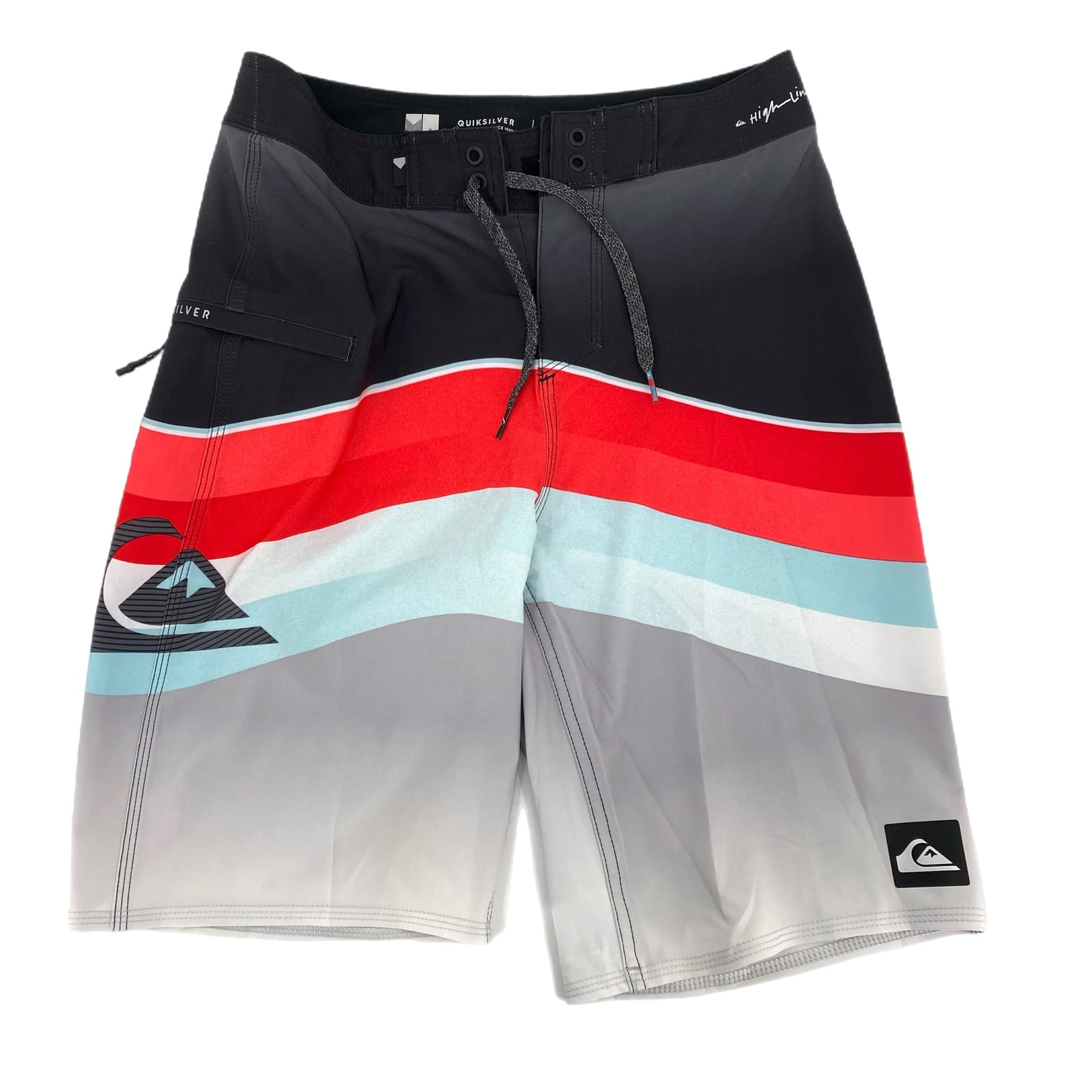 Men's Gray & Red Striped Swim Trunks