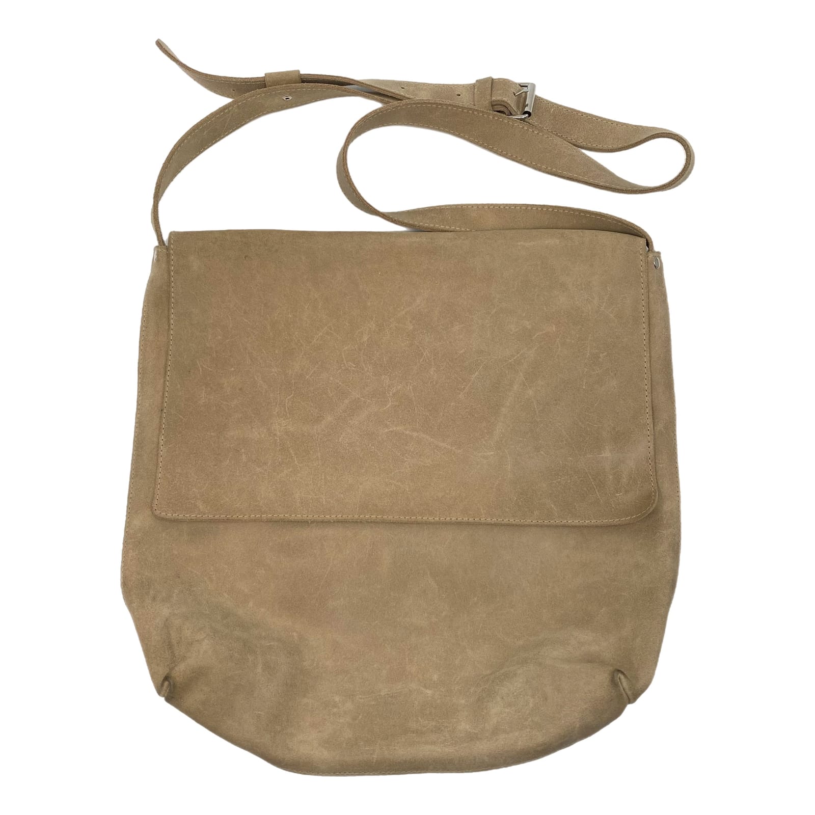 Mayko Tan Leather Crossbody Messenger Bag