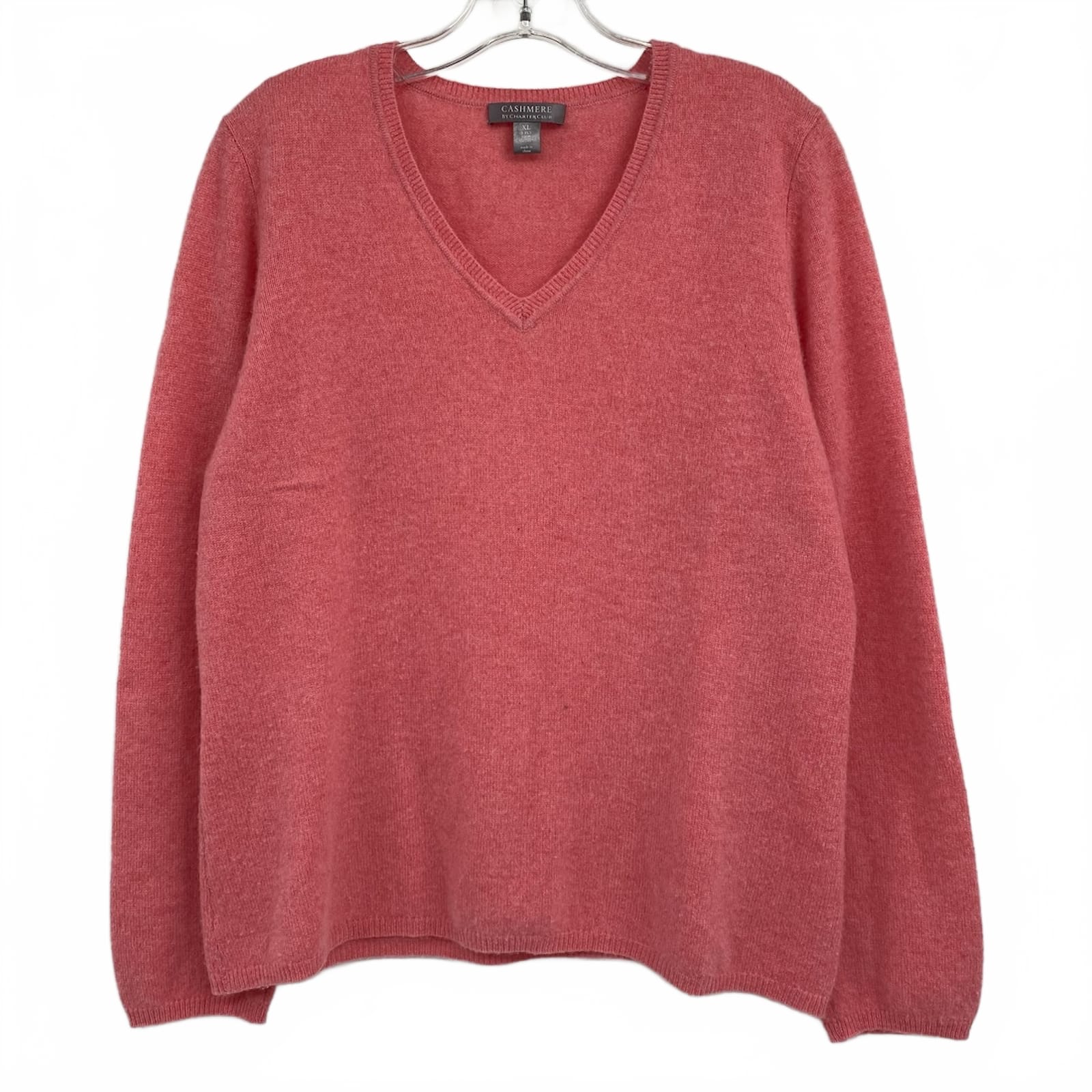 Charter Club Pink Cashmere V-Neck Sweater