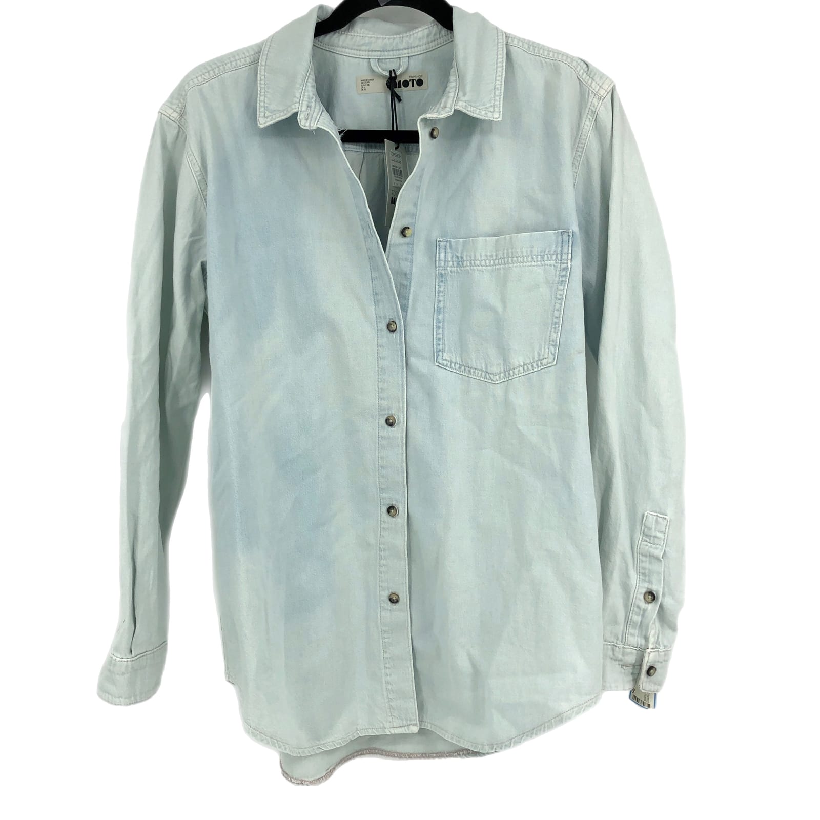 Topshop Blue Basic Button-Up Shirt