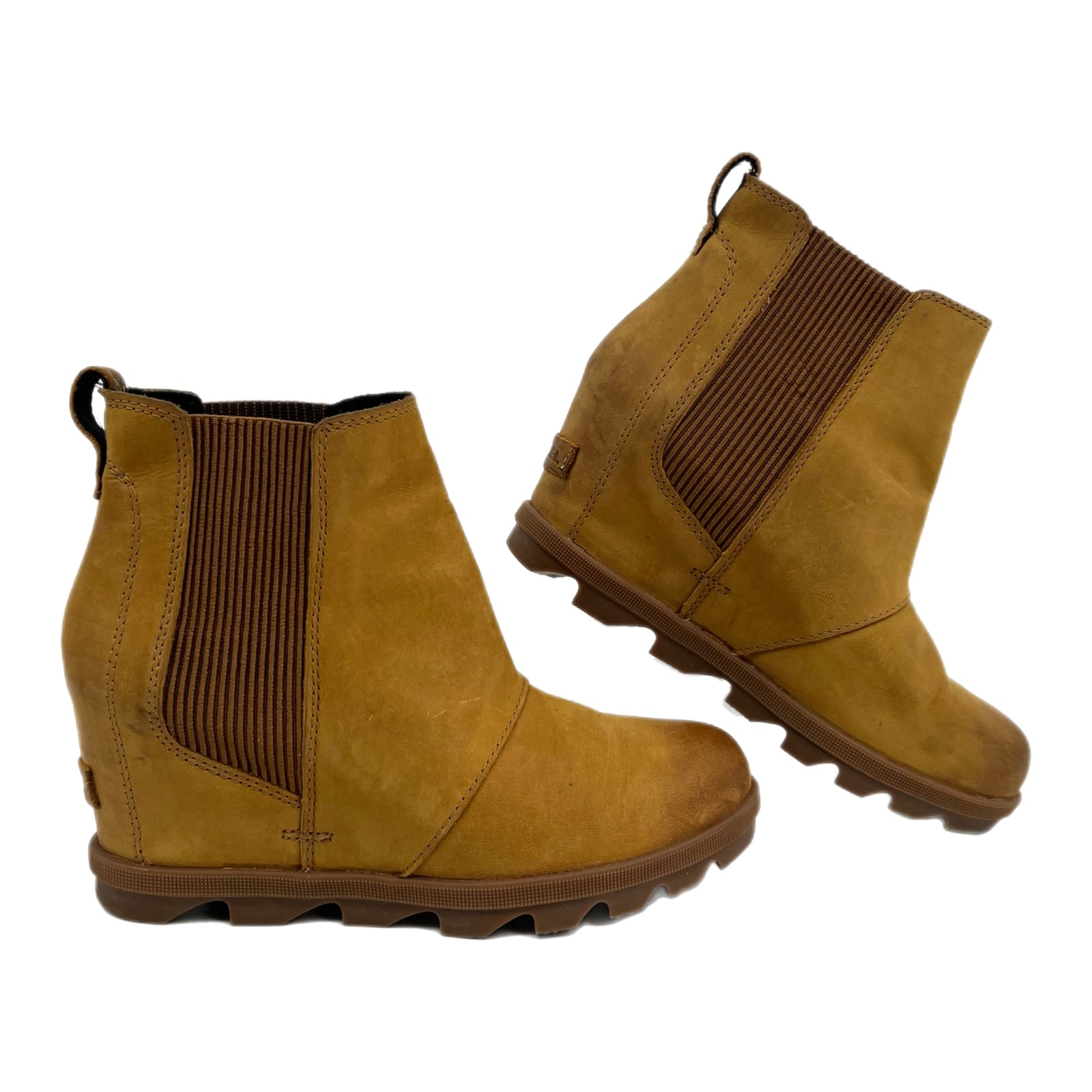 Sorel Tan Suede Wedge Ankle Booties