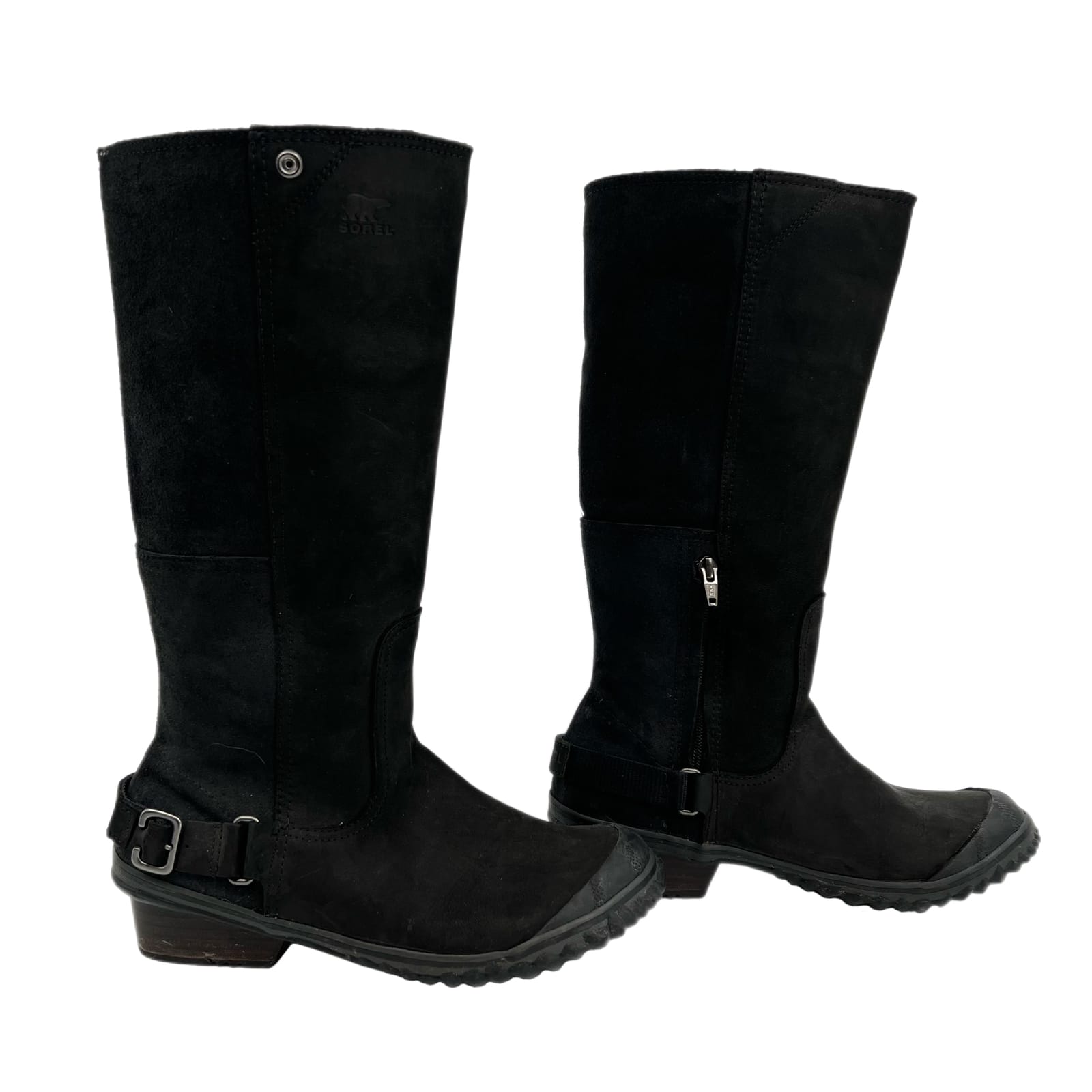Sorel Black Suede Zip Knee High Boots