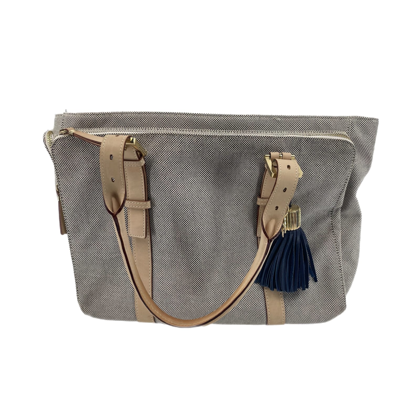 India Hicks Beige Checkered Shoulder Bag