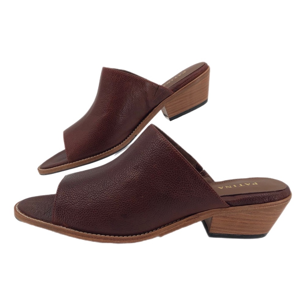 Patina Tan Leather Peep Toe Sandals