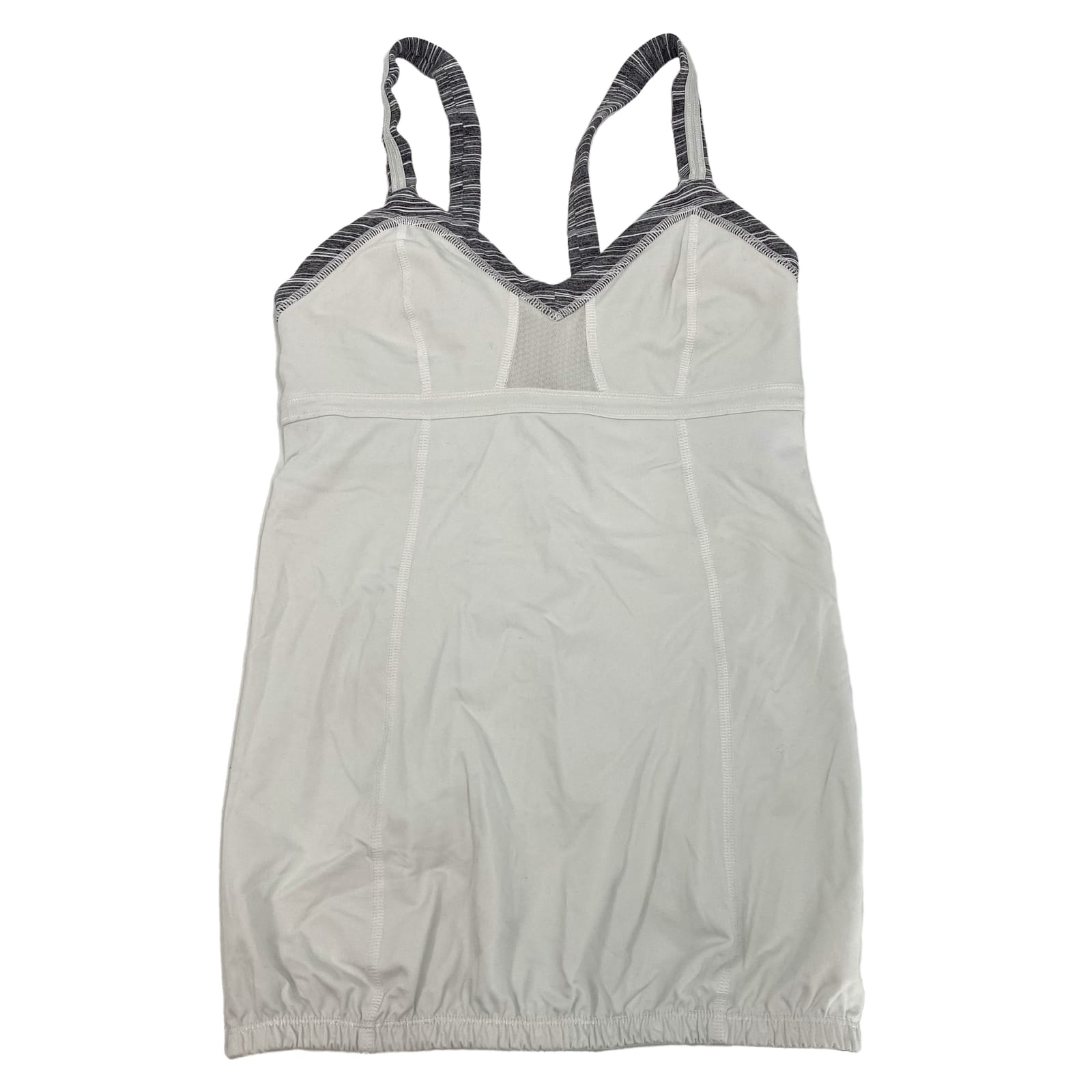 Lululemon White Gray Cinched Waisted Tank Top