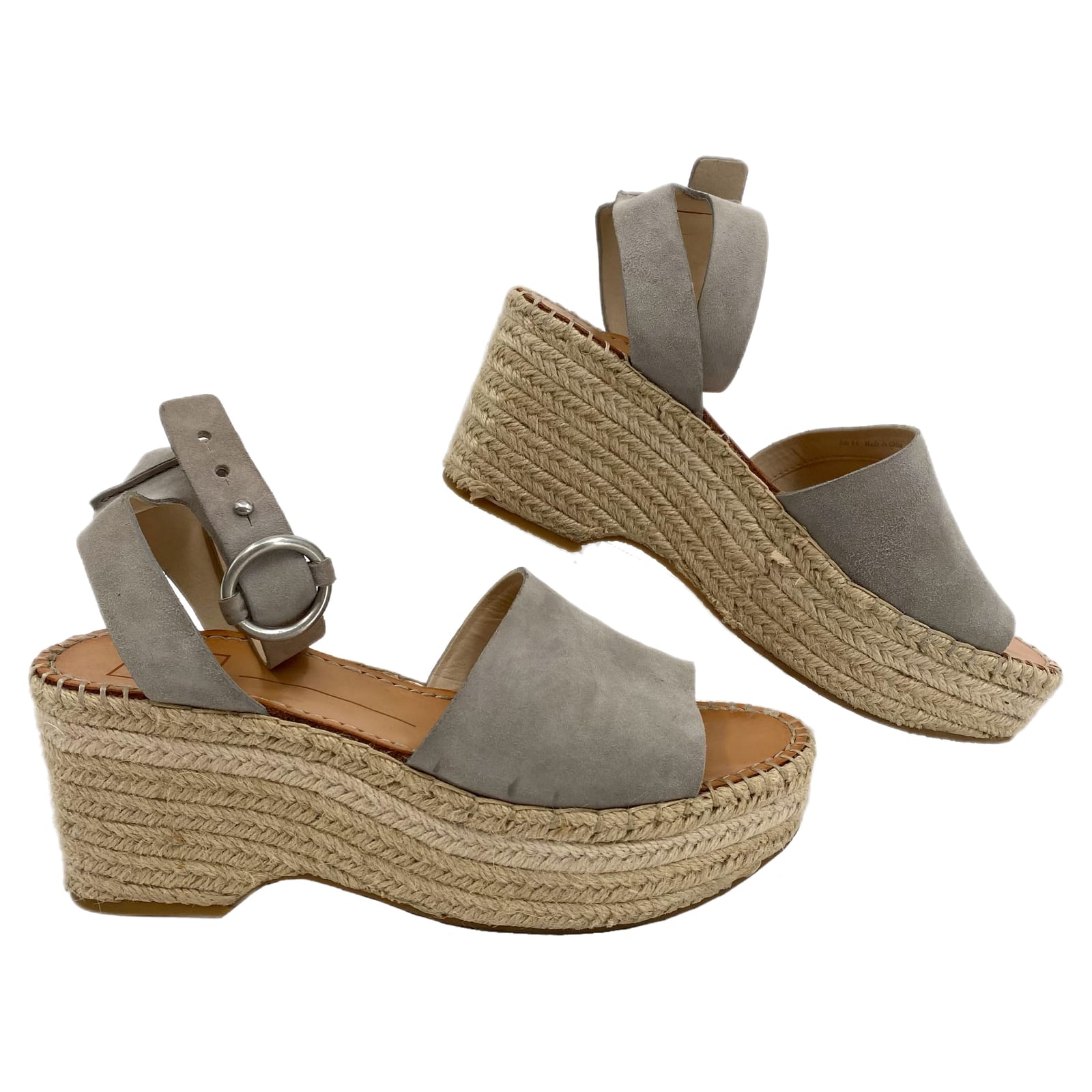 Dolce Vita Gray Suede Platform Espadrille Sandals