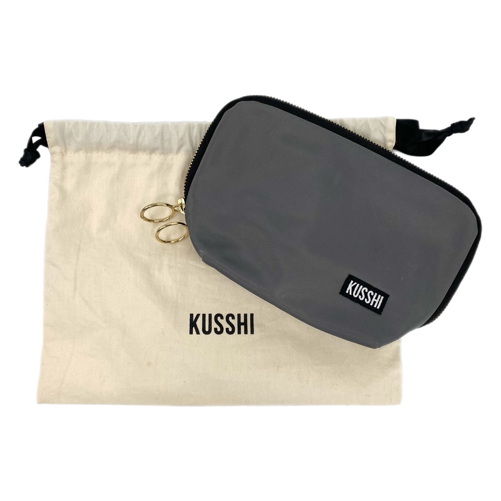 Kusshi Gray Signature Cosmetic Bag