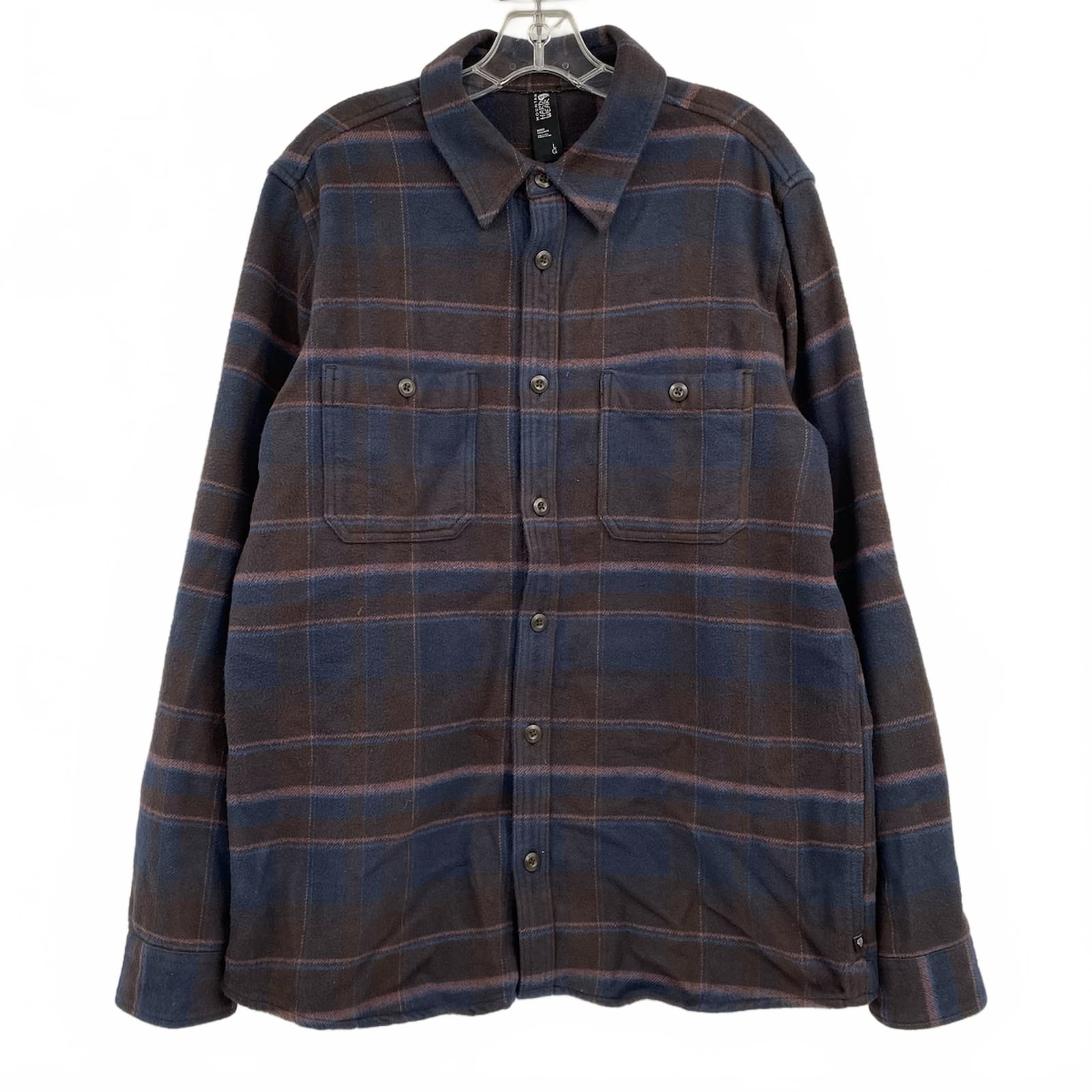 Mountain Hardwear Brown Blue Plaid Soft Button Down Shirt