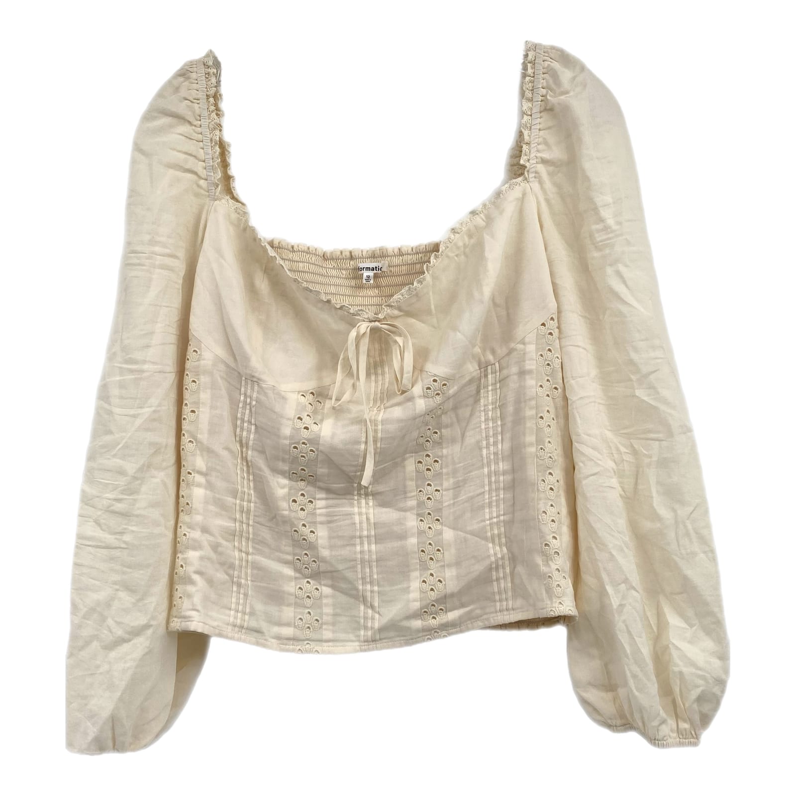 Reformation Cream Isadora Eyelet Puff Sleeve Blouse