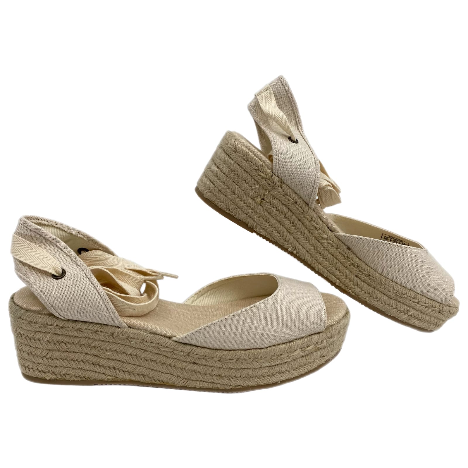 Soludos Cream Peep Toe Platform Espadrilles