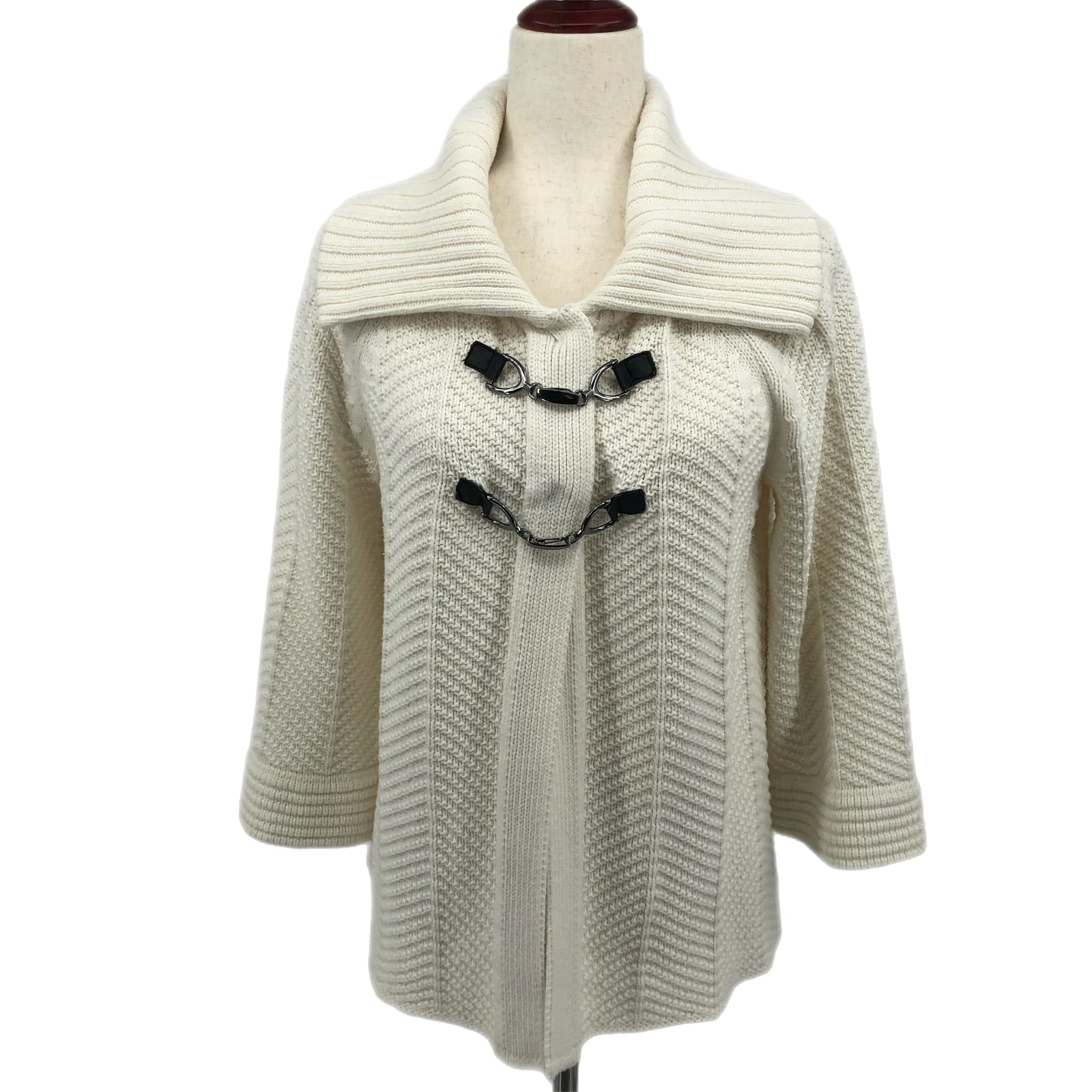 JM Collection White Silver Buckle Cardigan