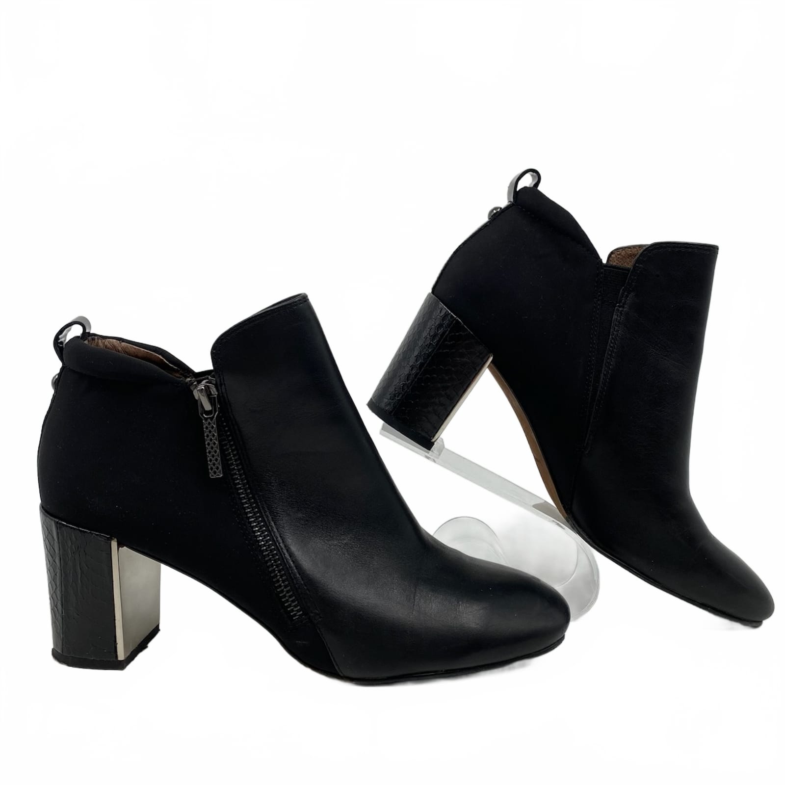 Donald J. Pliner Black Leather Heeled Booties