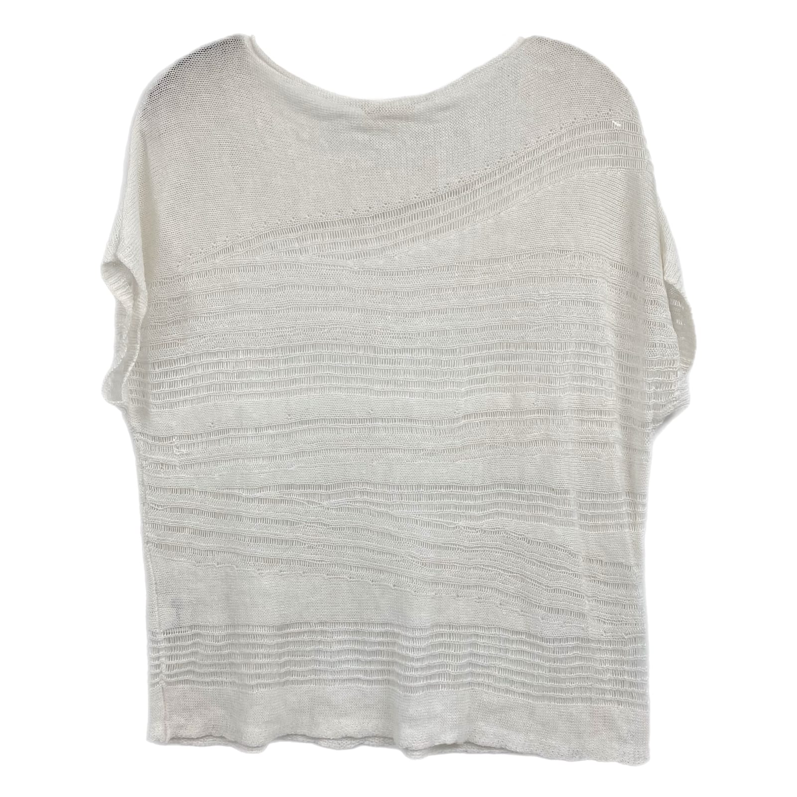 Eileen Fisher White Linen Short Sleeve Knit Top