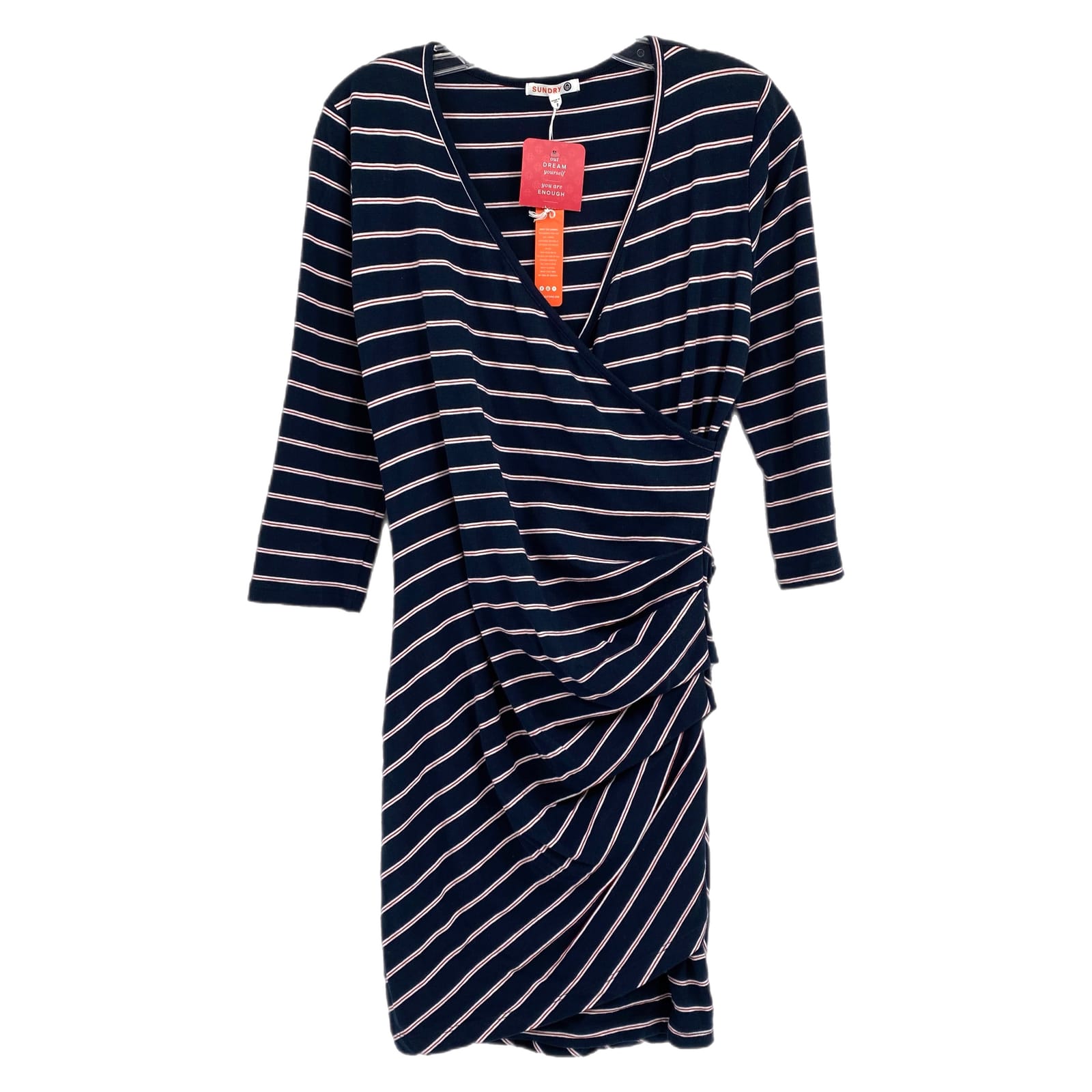 Sundry Blue Red Long Sleeve Striped Mini Dress