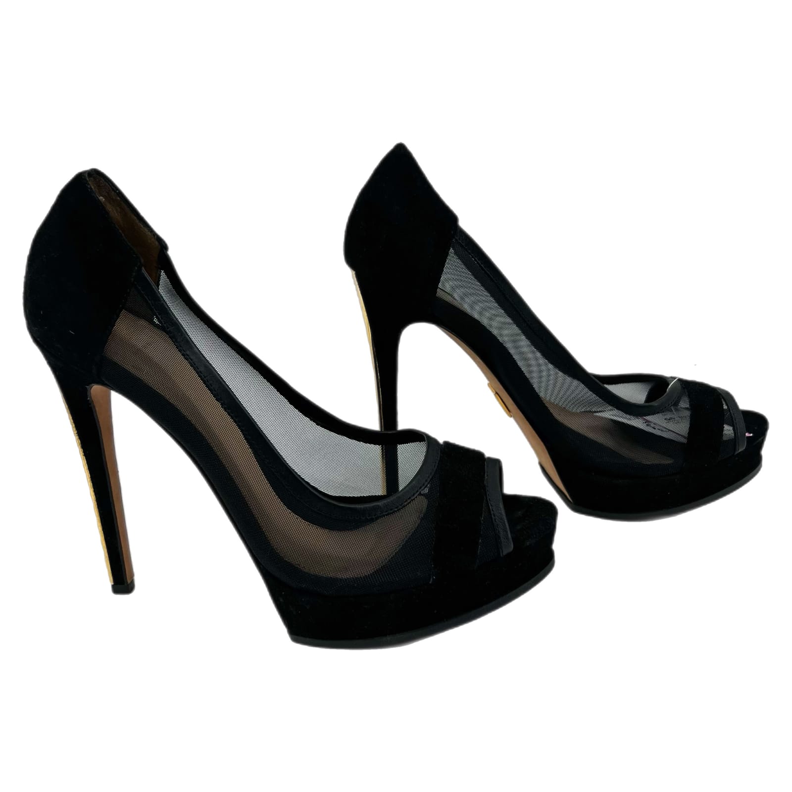 Herve Leger Black Peep Toe Stiletto Heels