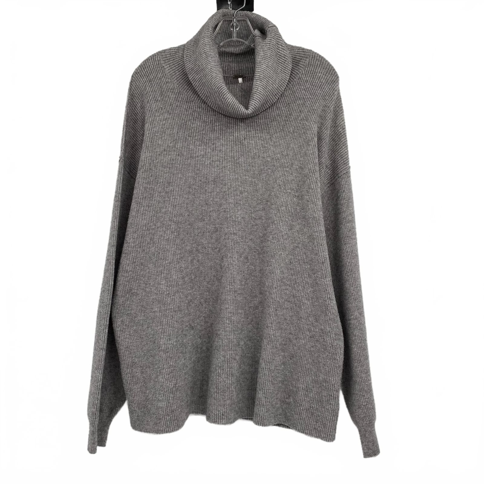 Free People Gray Turtleneck Knit Sweater