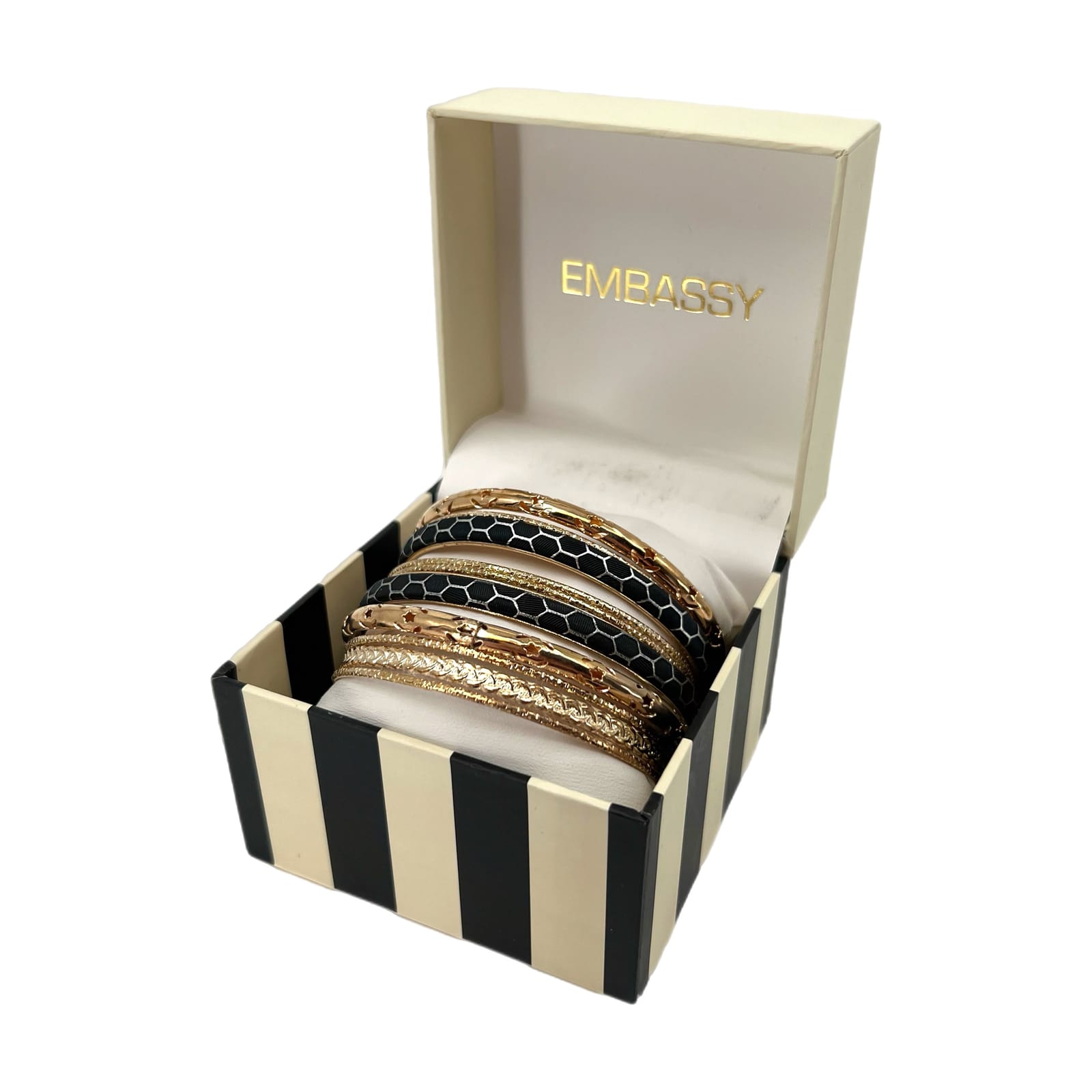 Embassy Black & Gold Layered Bangle Set