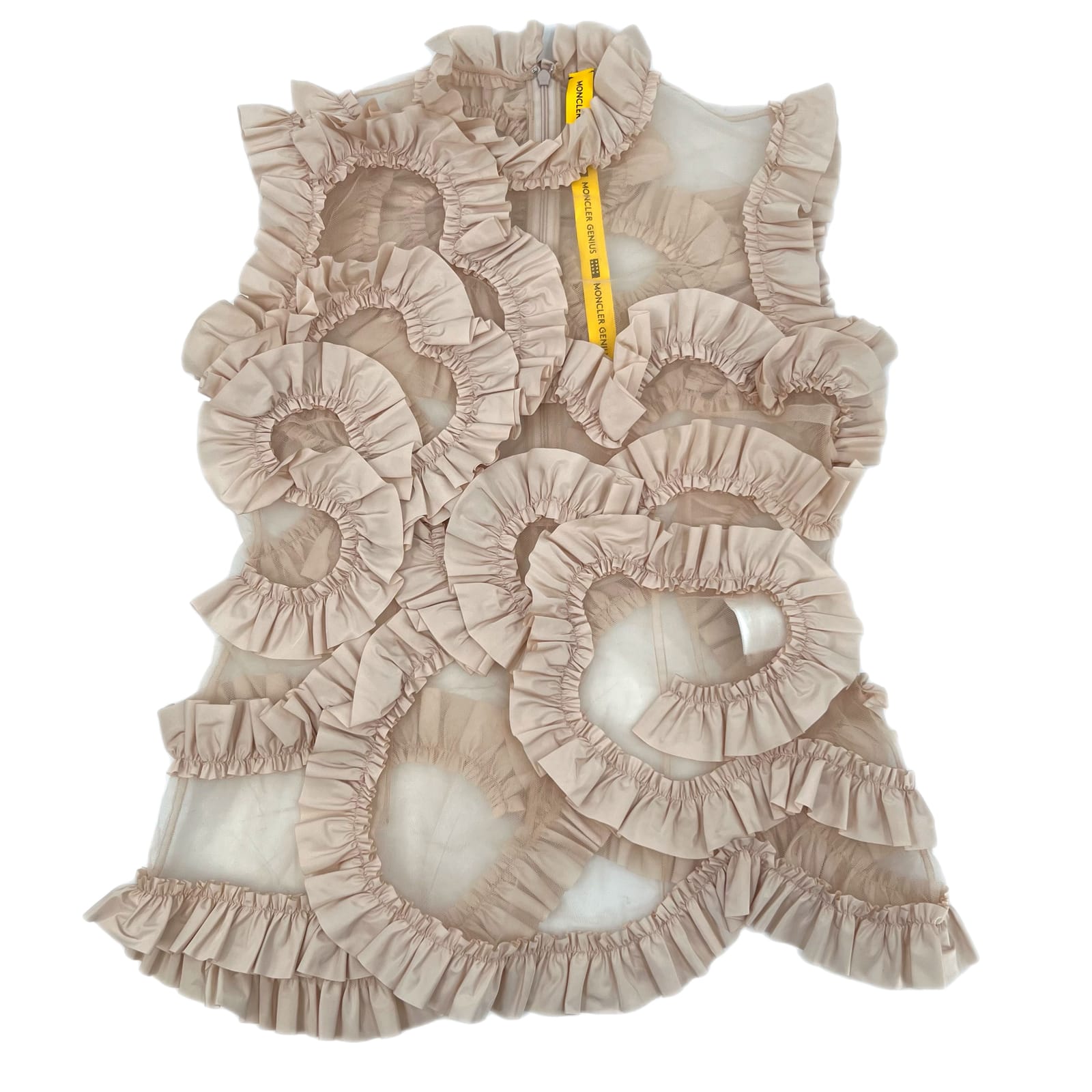 Moncler Pink Sheer Ruffle Tank Blouse